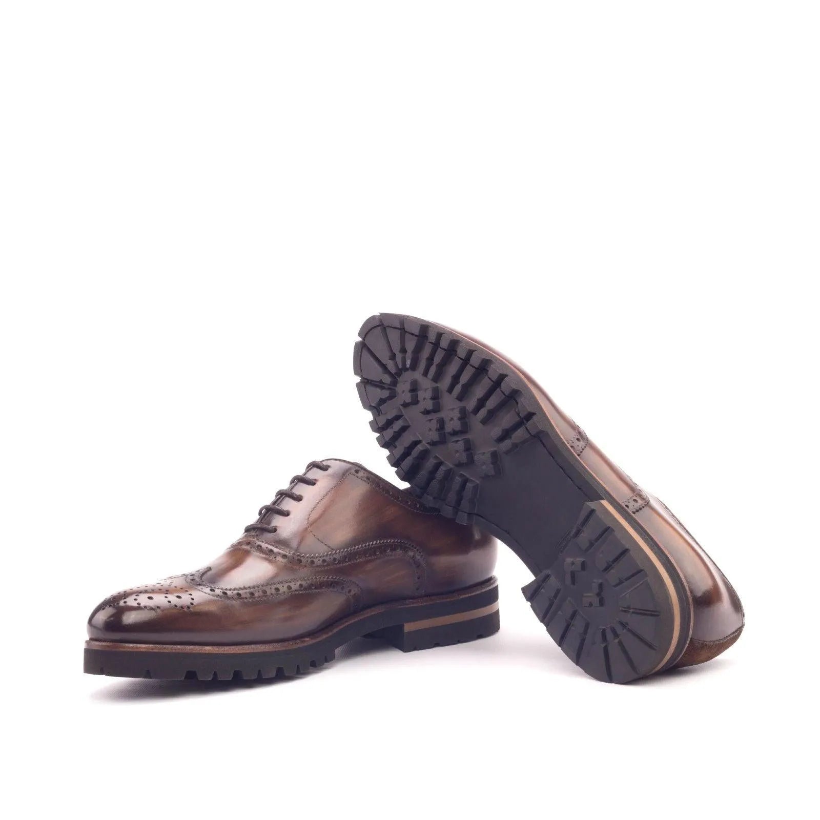Southeast Full Brogue Shoes II brown leather rounded toe for men