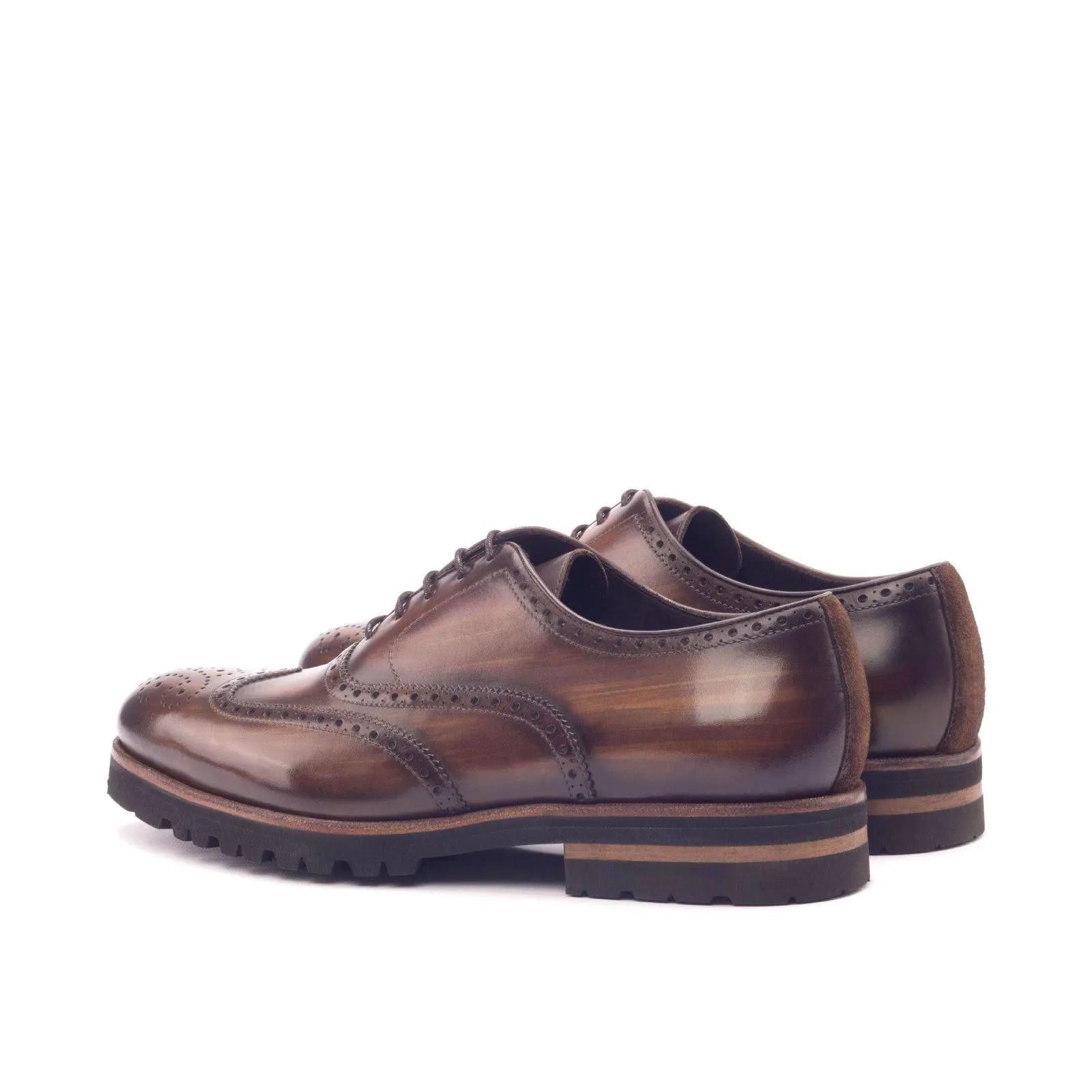 Brown leather Southeast Full Brogue Shoes II with rounded toe