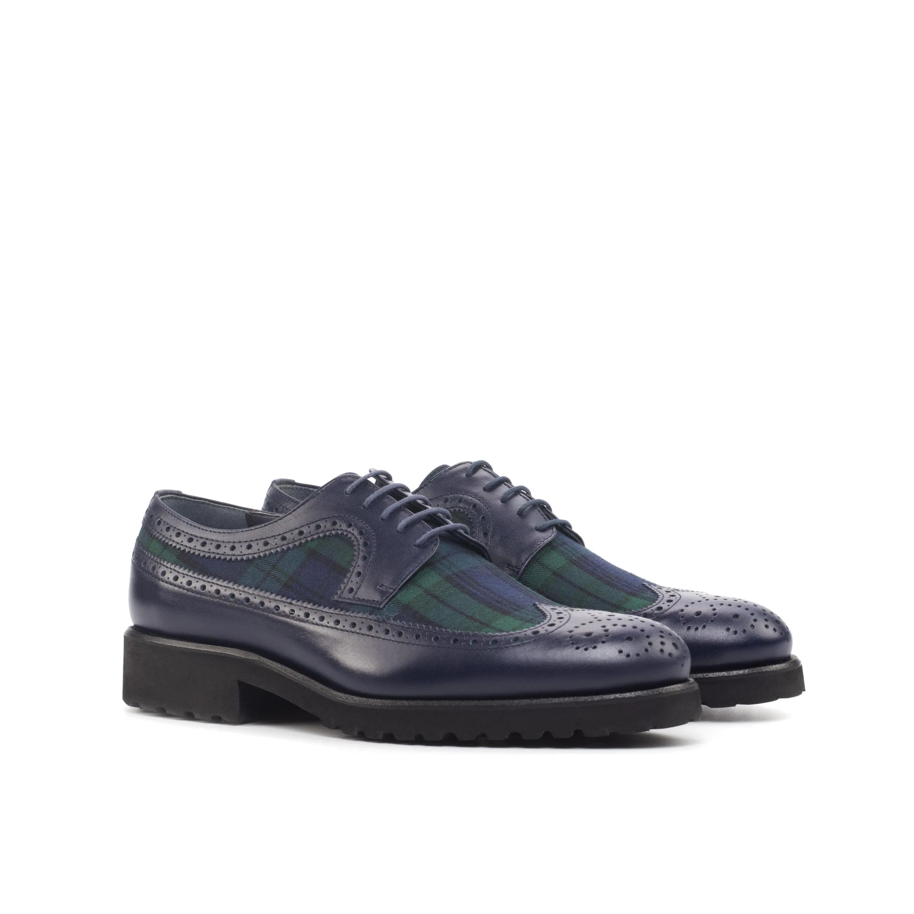 Ss14 Longwing Blucher II blue leather plaid longwing blucher shoes