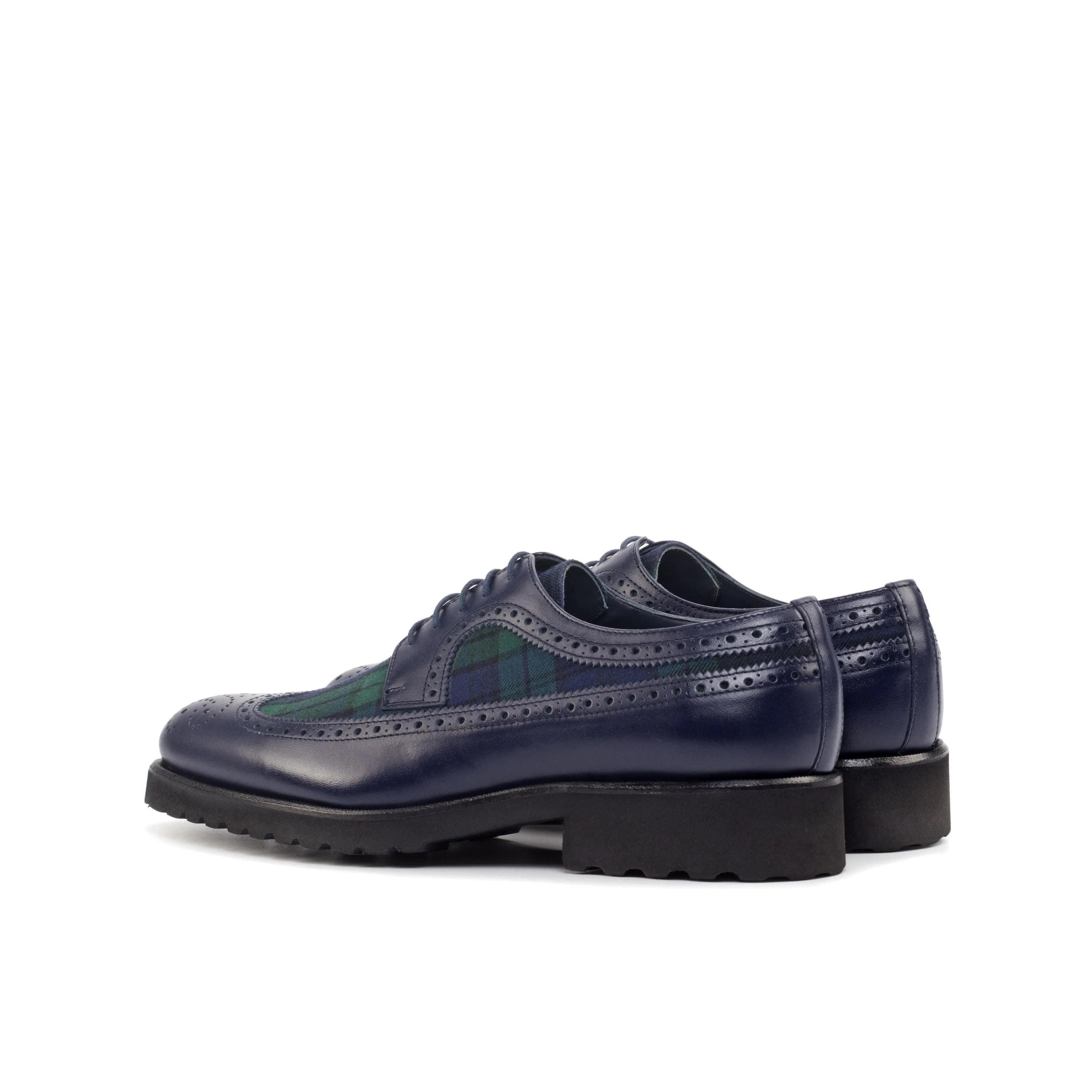 Ss14 Longwing Blucher II blue leather and tartan longwing blucher shoes