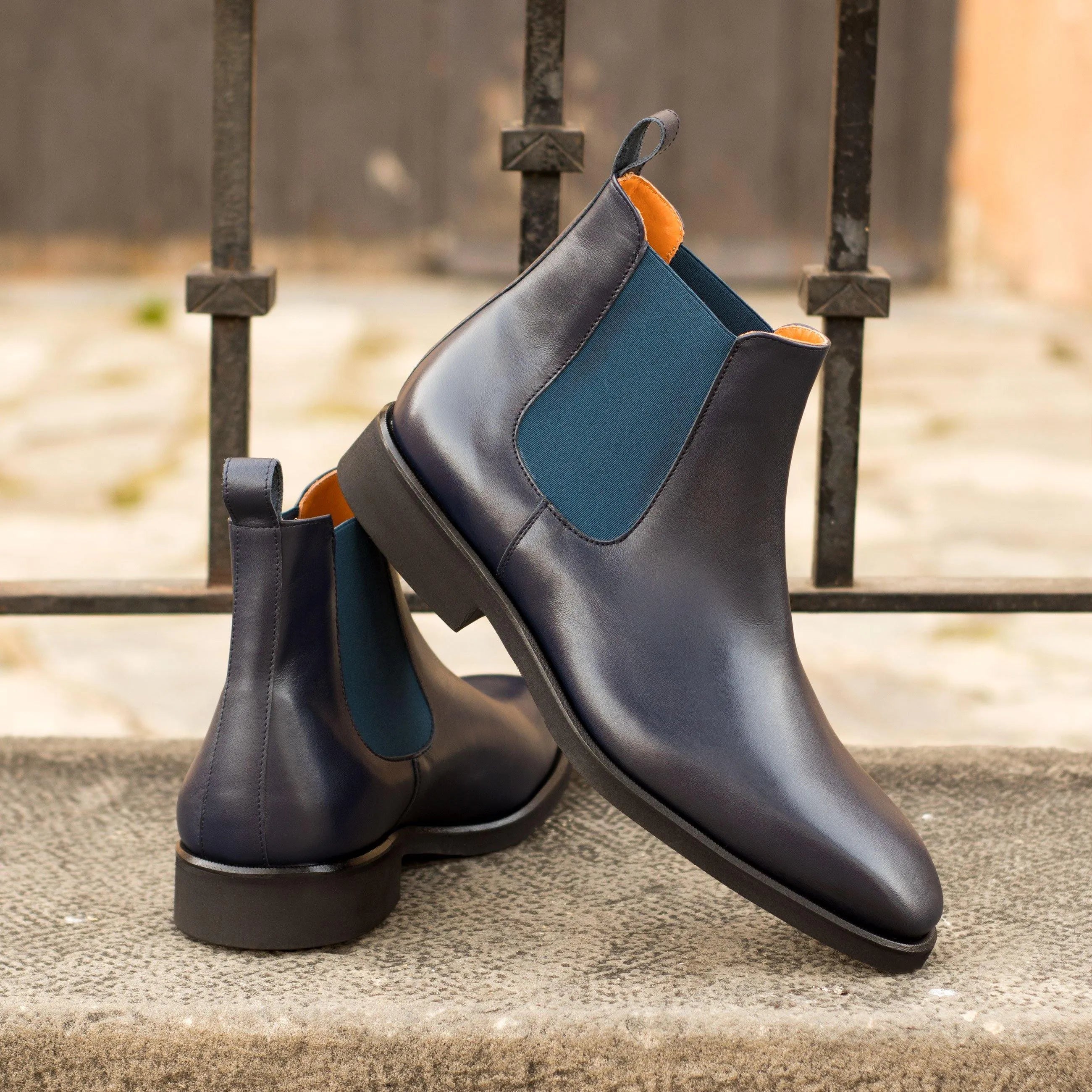 Stephano Chelsea boots pair in navy blue leather