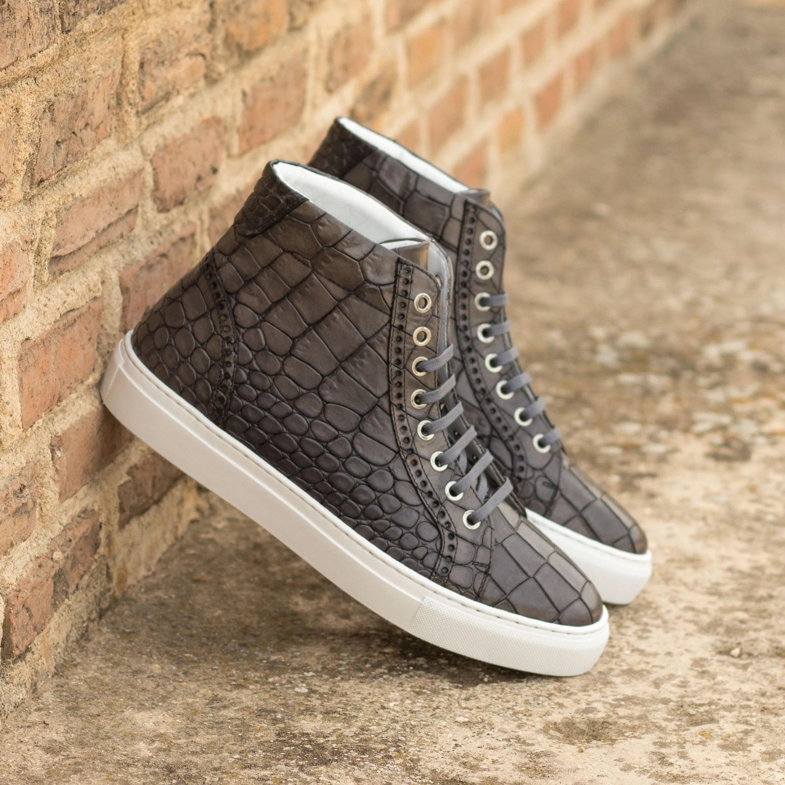 Gray crocodile high kicks sneakers T9 High Kicks Sneakers II