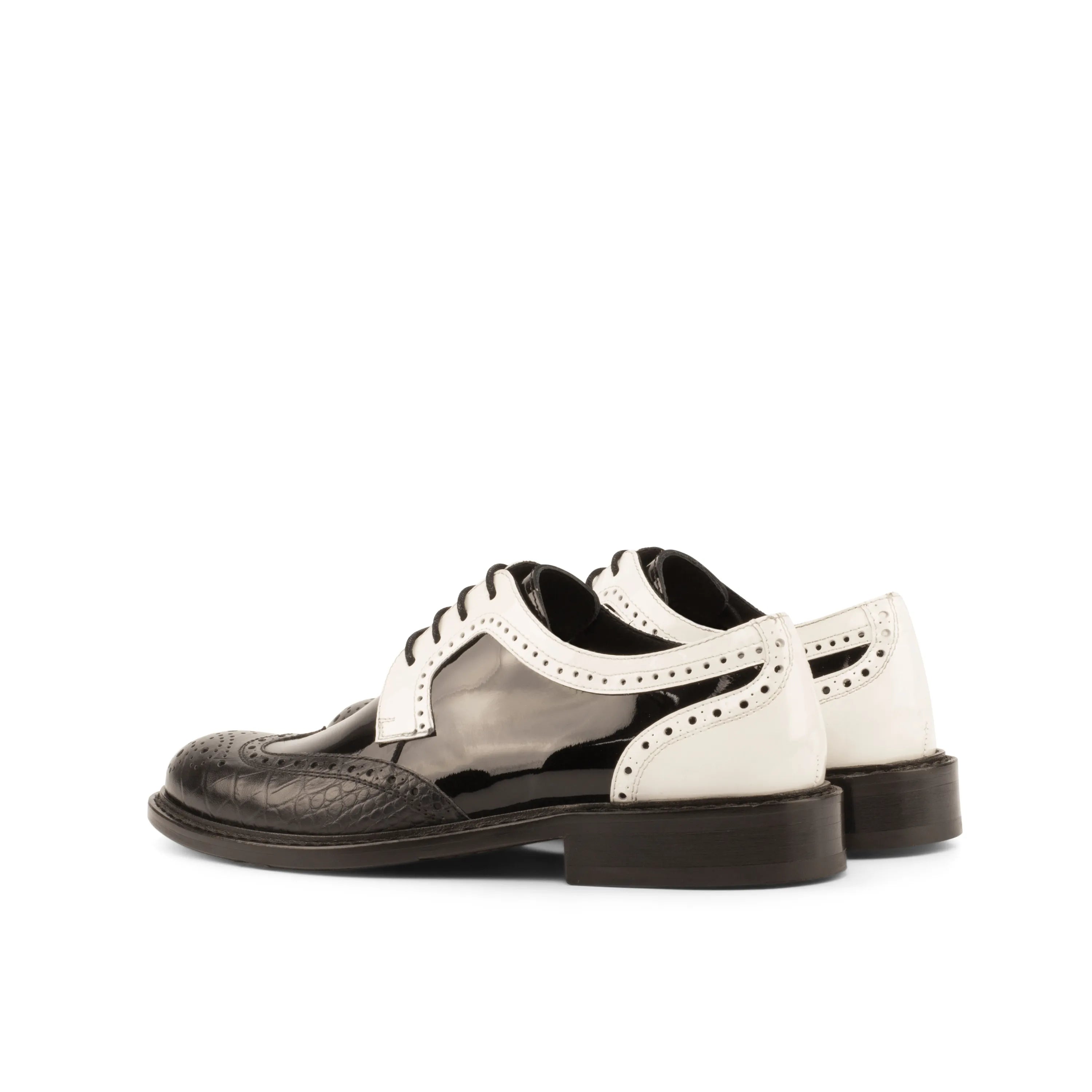 Tamina ladies derby wingtip black and white blucher shoes