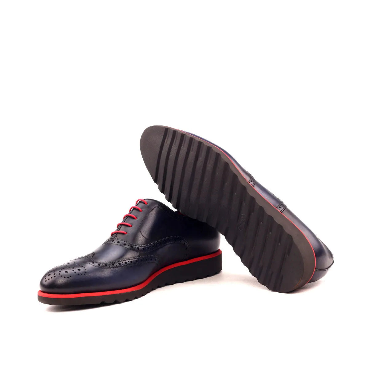 Taycan full brogue blue leather dress shoes for men