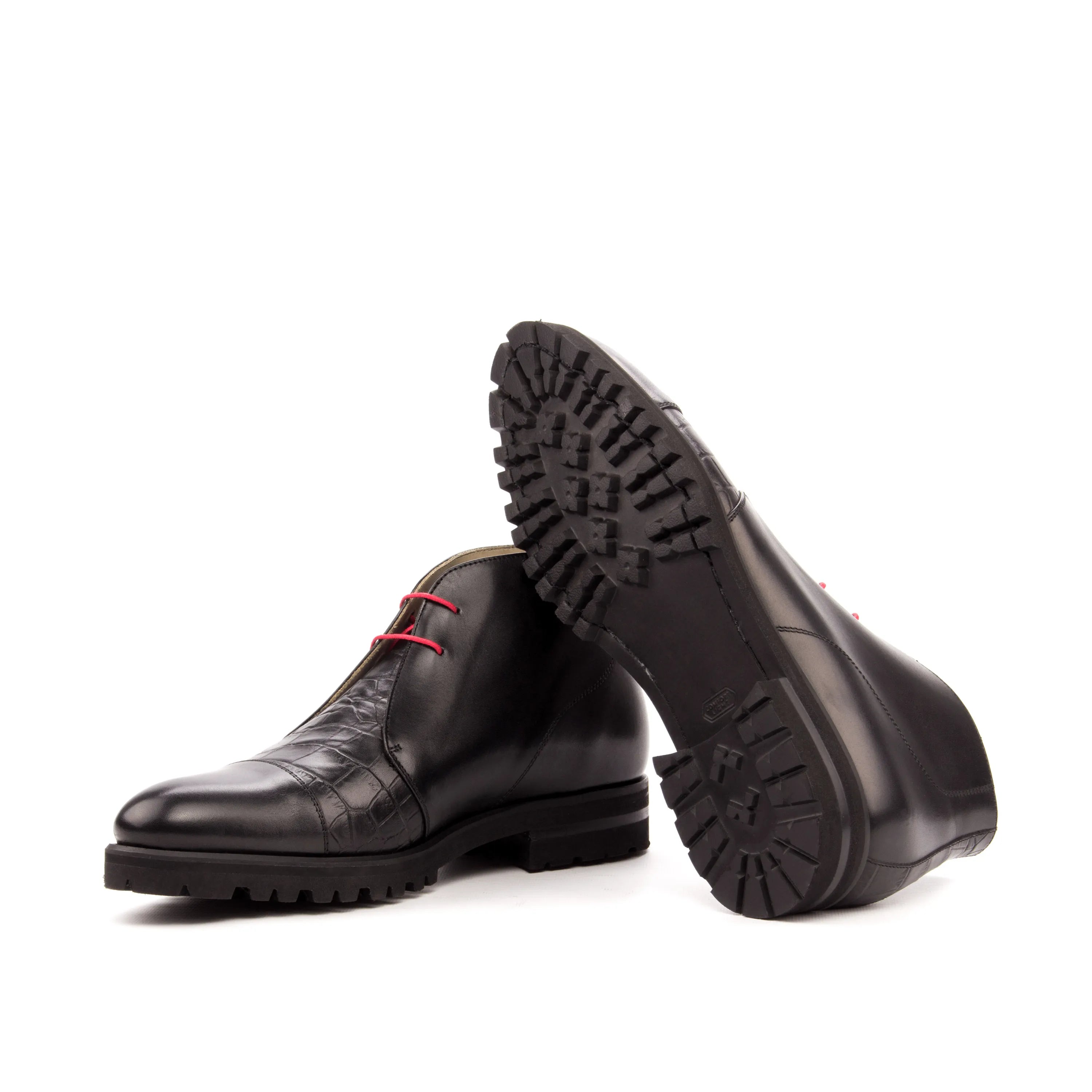 Tennes Chukkas pair of black leather chukka boots, luxury bespoke shoes for men