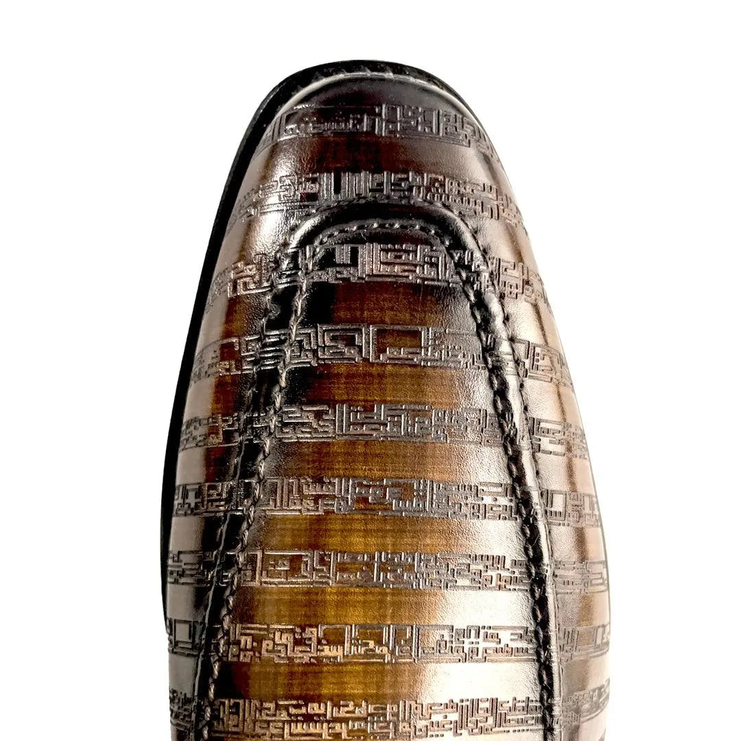 Poet VIII Patina loafers with patterned brown leather art sole