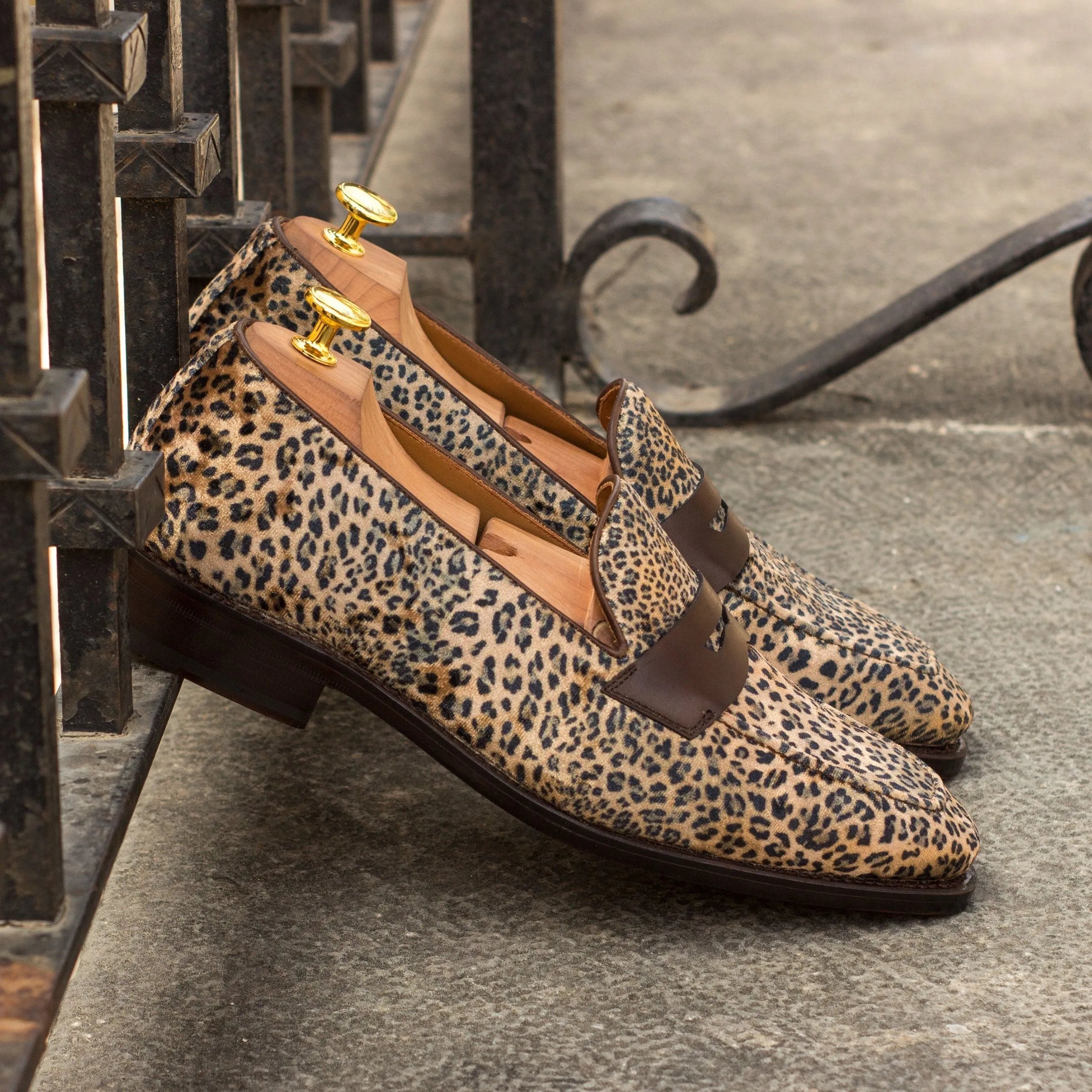 Tilluis loafers in leopard print leather for men