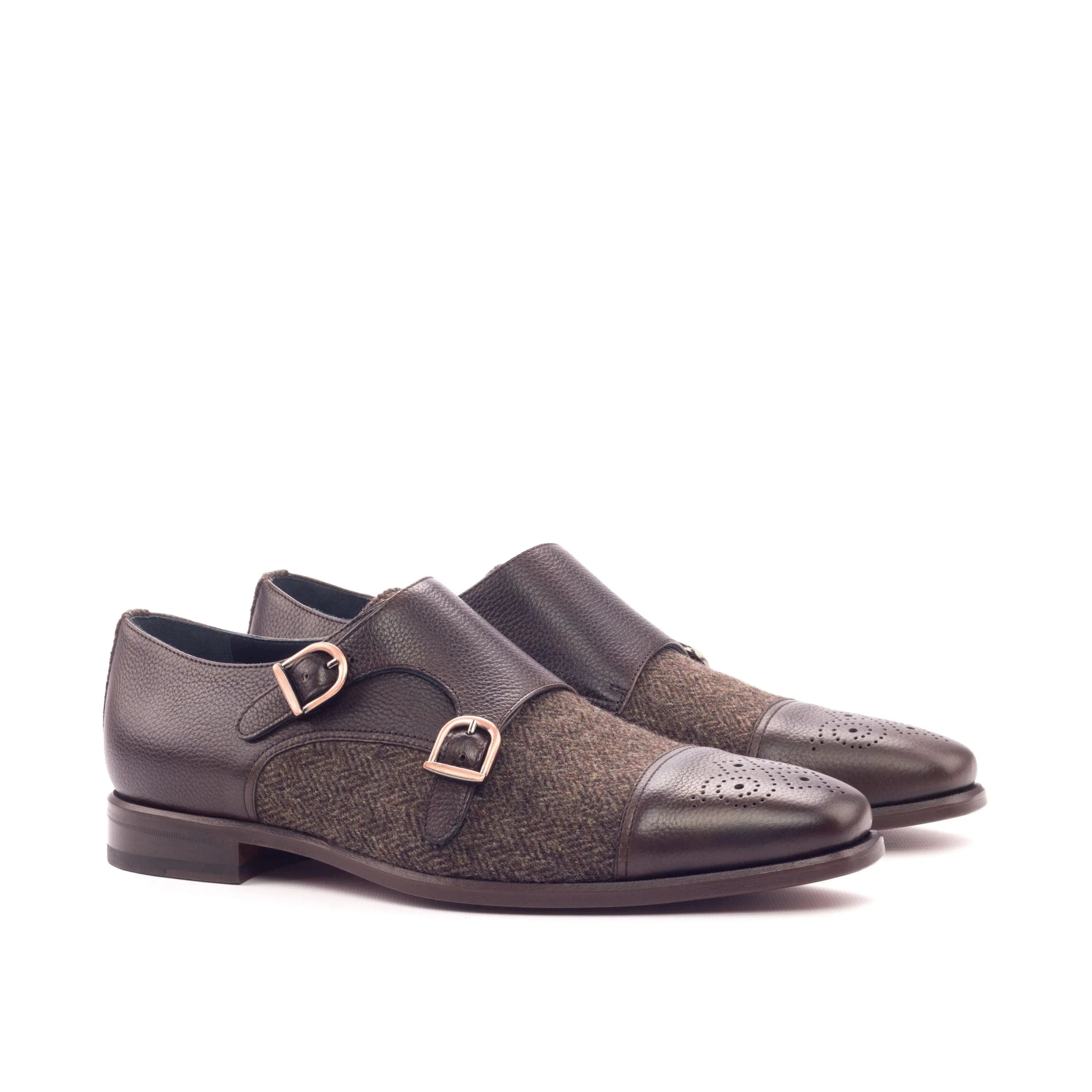 Brown leather Tima Double Monk II shoes back view