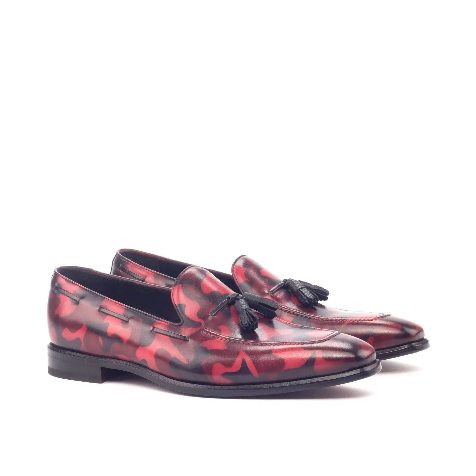 Red and black Timo Camo Loafers II tassel loafers