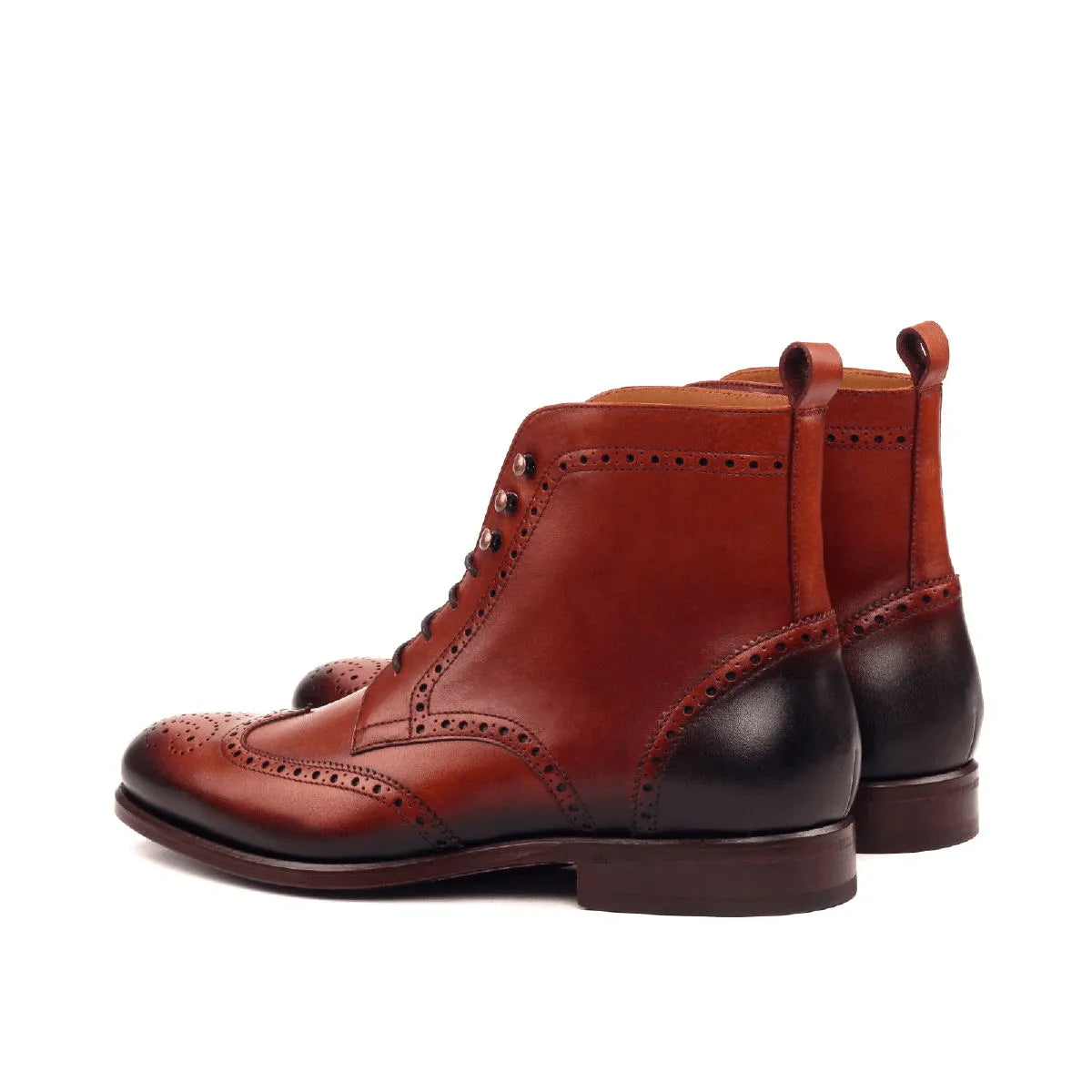 Timon military brogue boots II in brown leather wingtip style