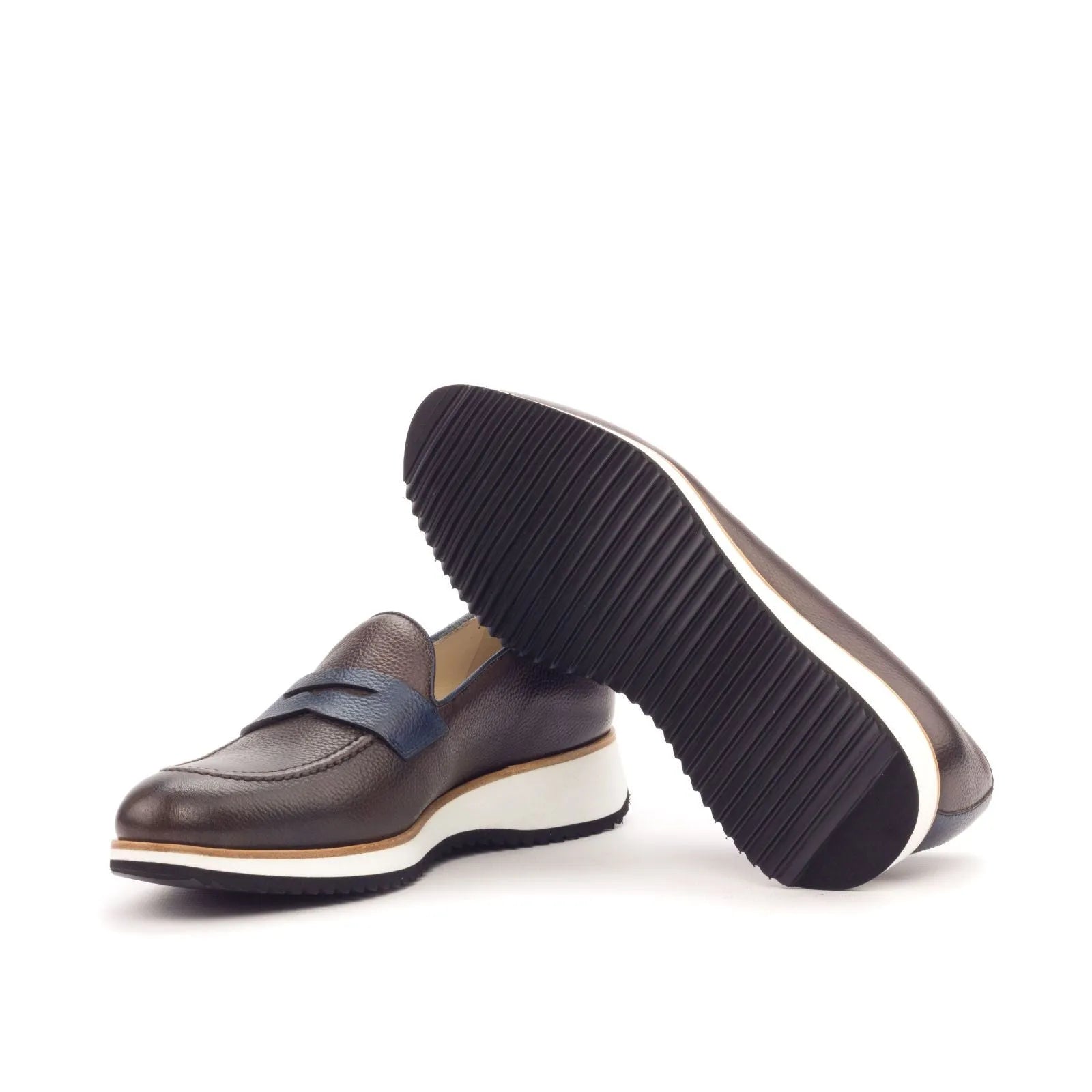 Timyo loafers: brown leather penny loafers, luxury bespoke shoes for men