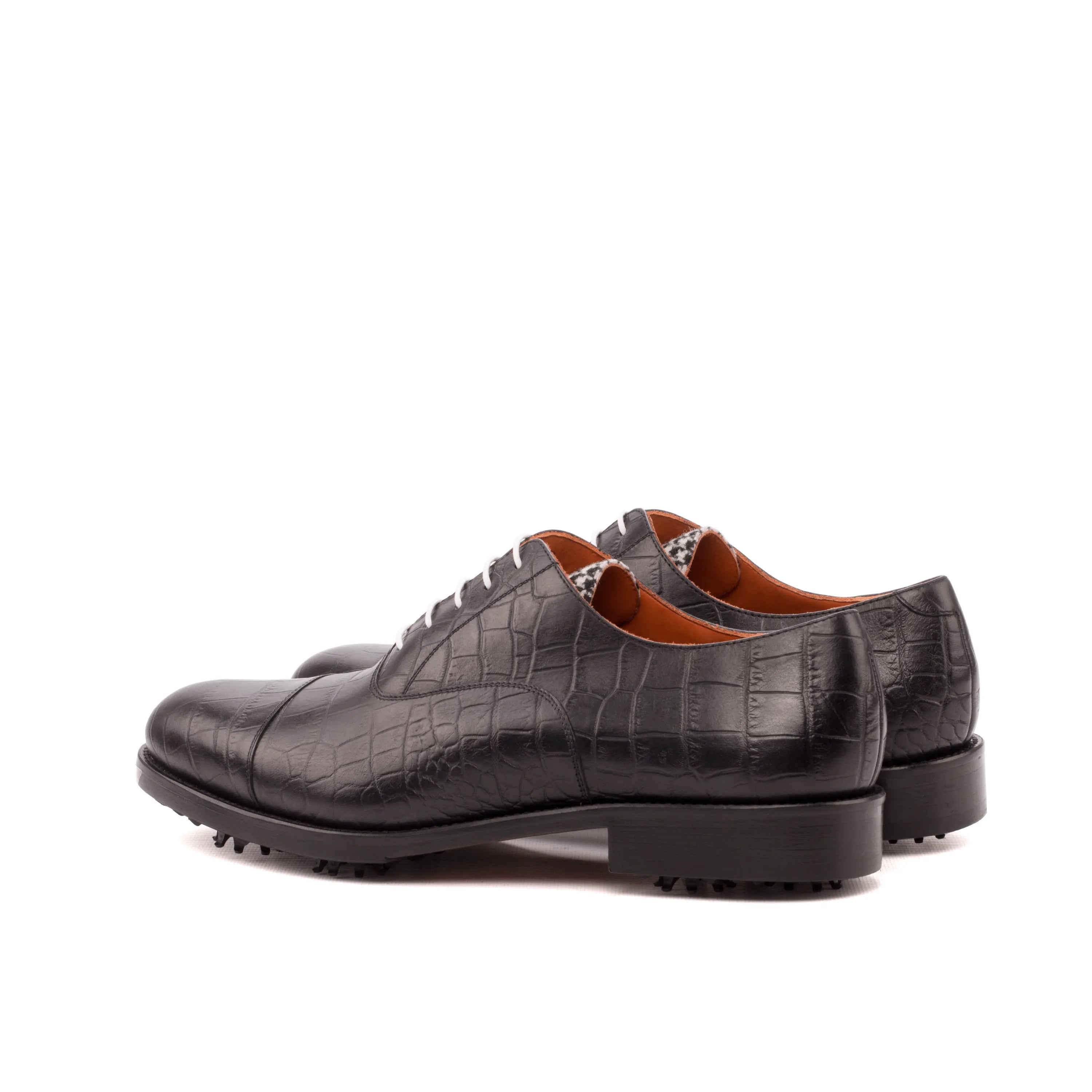 Toros oxford golf shoes in black crocodile pattern