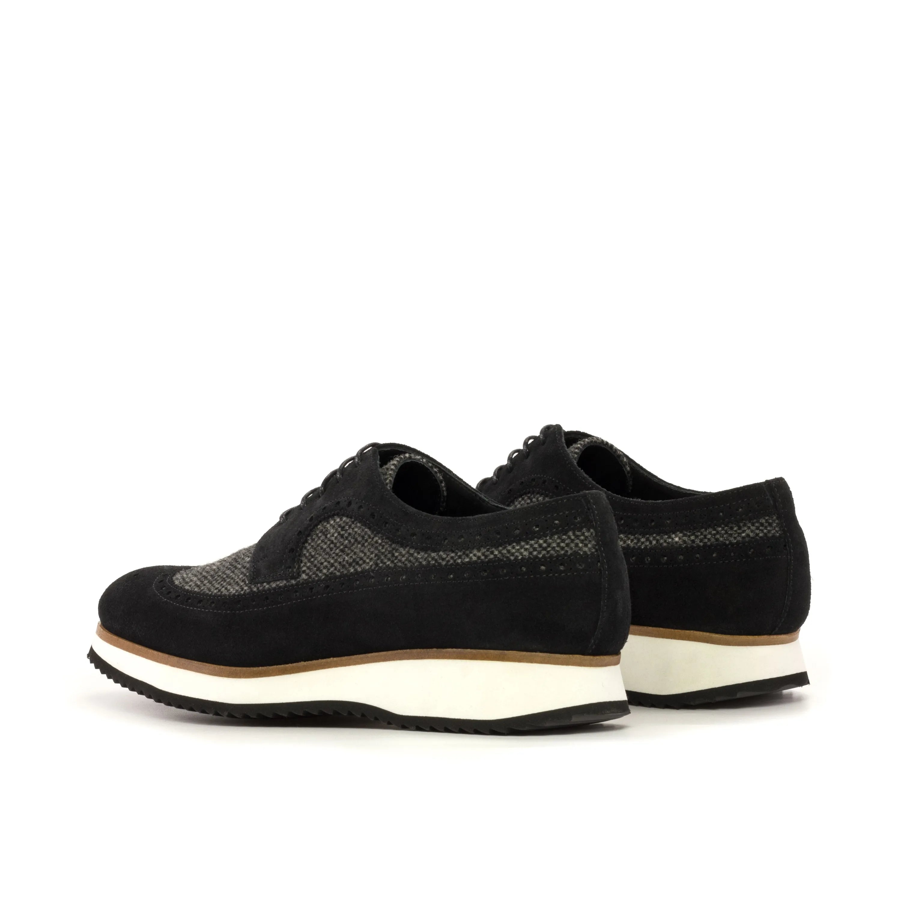 Town Longwing Blucher Shoes II in black and gray wingtip
