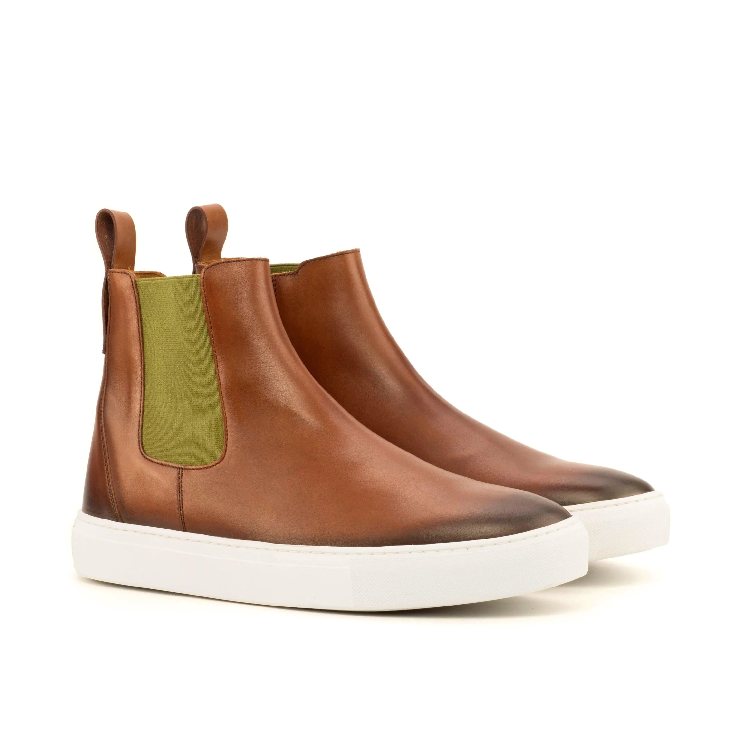 TR99 Chelsea sneaker boots II in brown leather with white soles