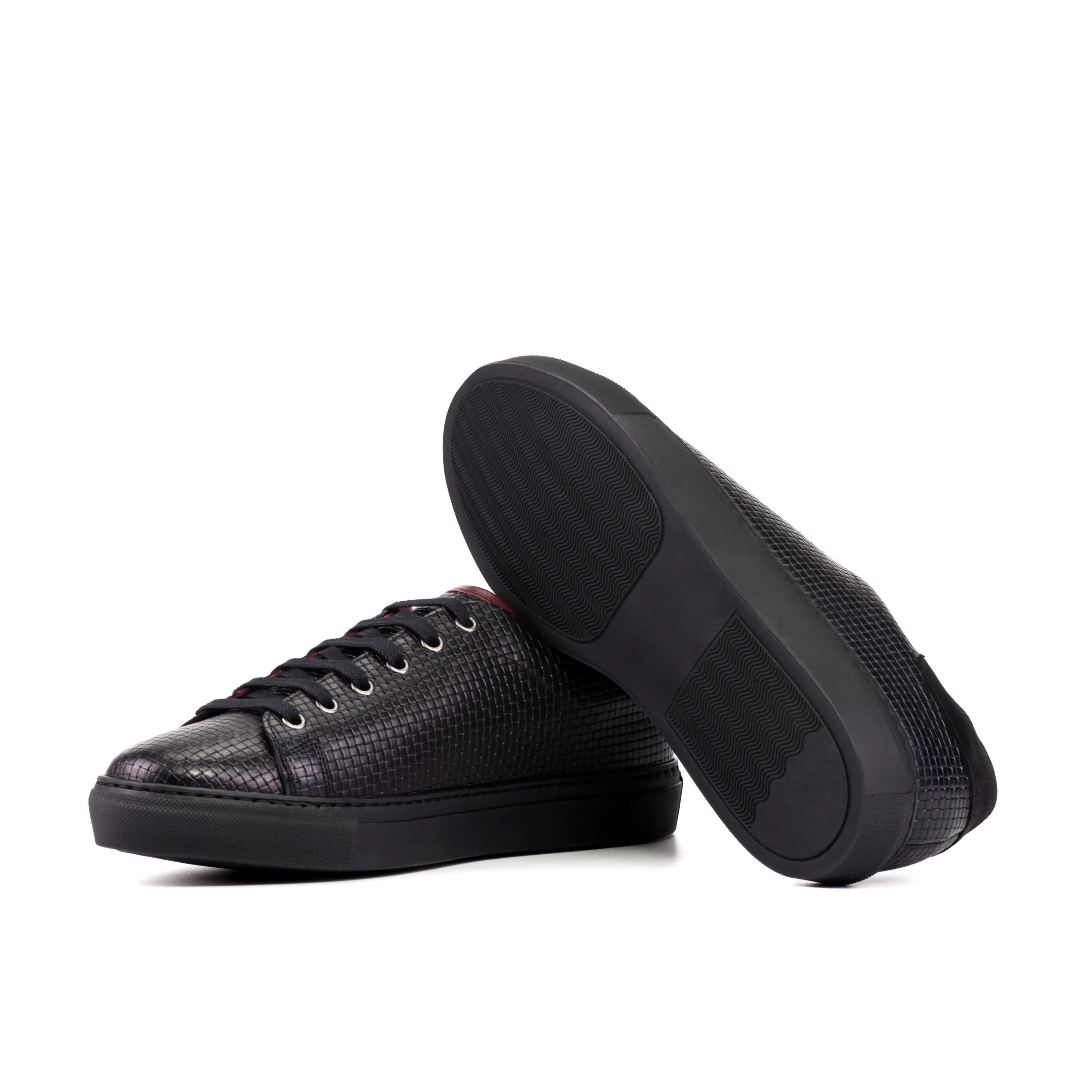 Black Twilight Trainer Sneaker II in textured calf leather cupsole