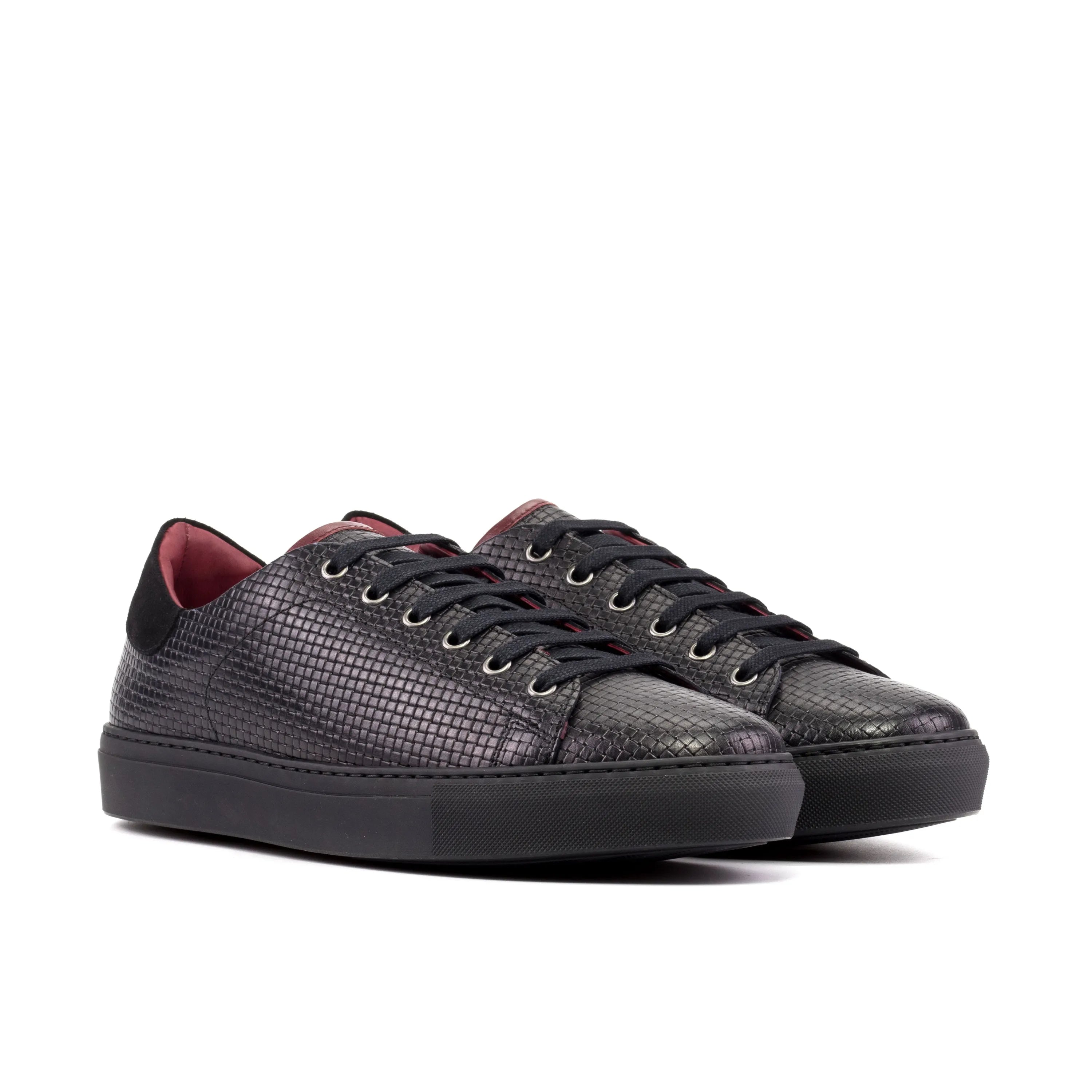 Black Twilight Trainer Sneaker in textured calf leather