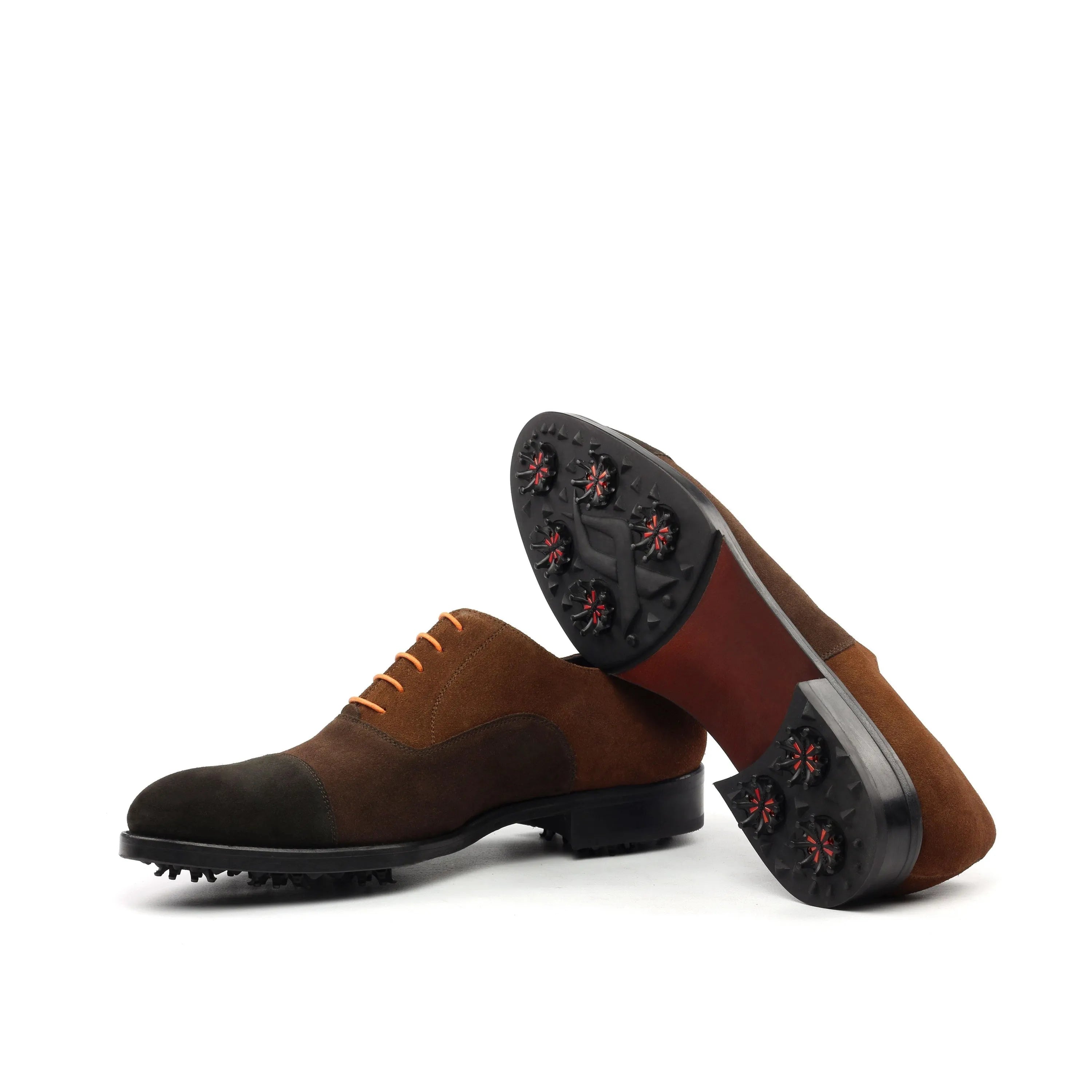 Vardon Oxford Golf brown leather shoes back view