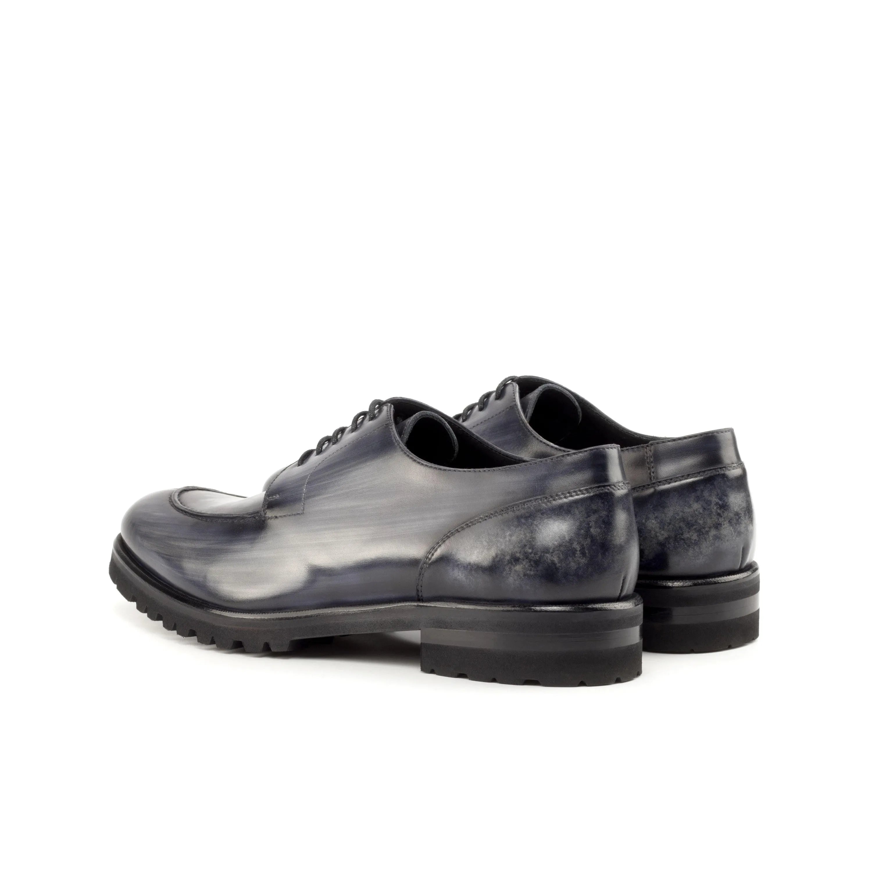 Vega derby split toe patina shoes II gray leather pair