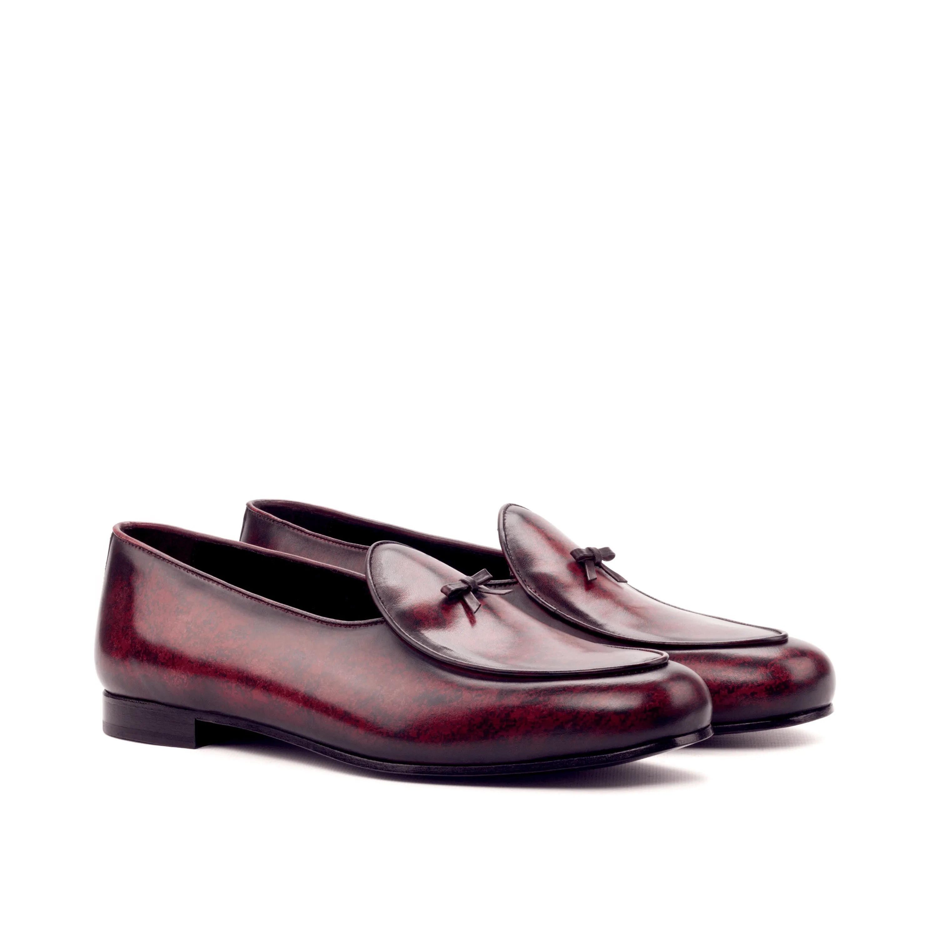 Burgundy leather Vegas Belgian Slipper II with crust patina