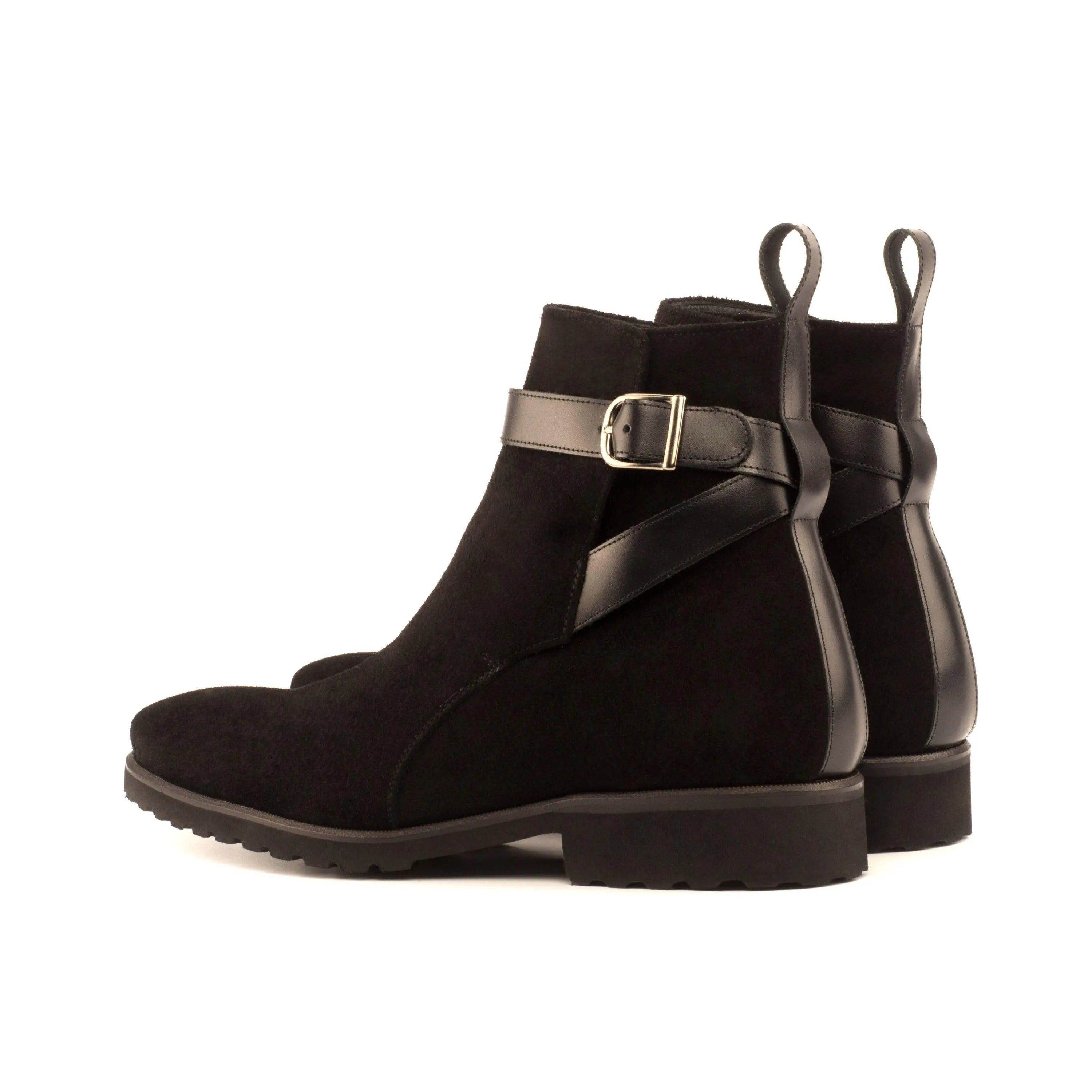 Back view of Vito Jodhpur Boots II in black suede with buckle strap