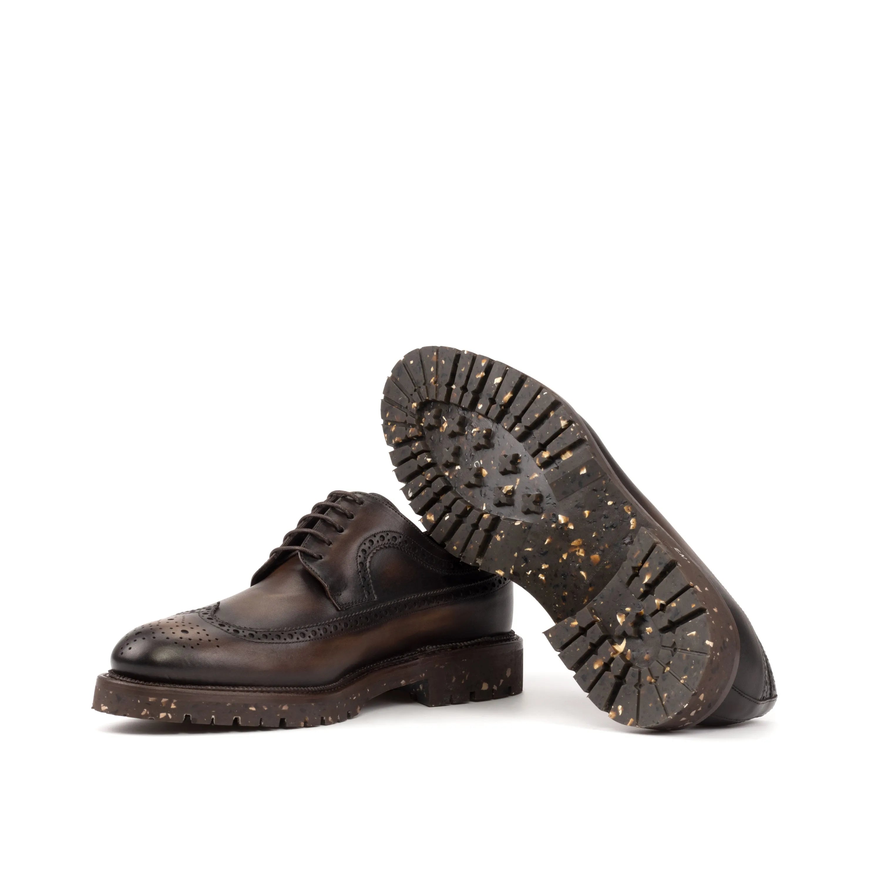 Vos Longwing Blucher brown leather brogue shoes