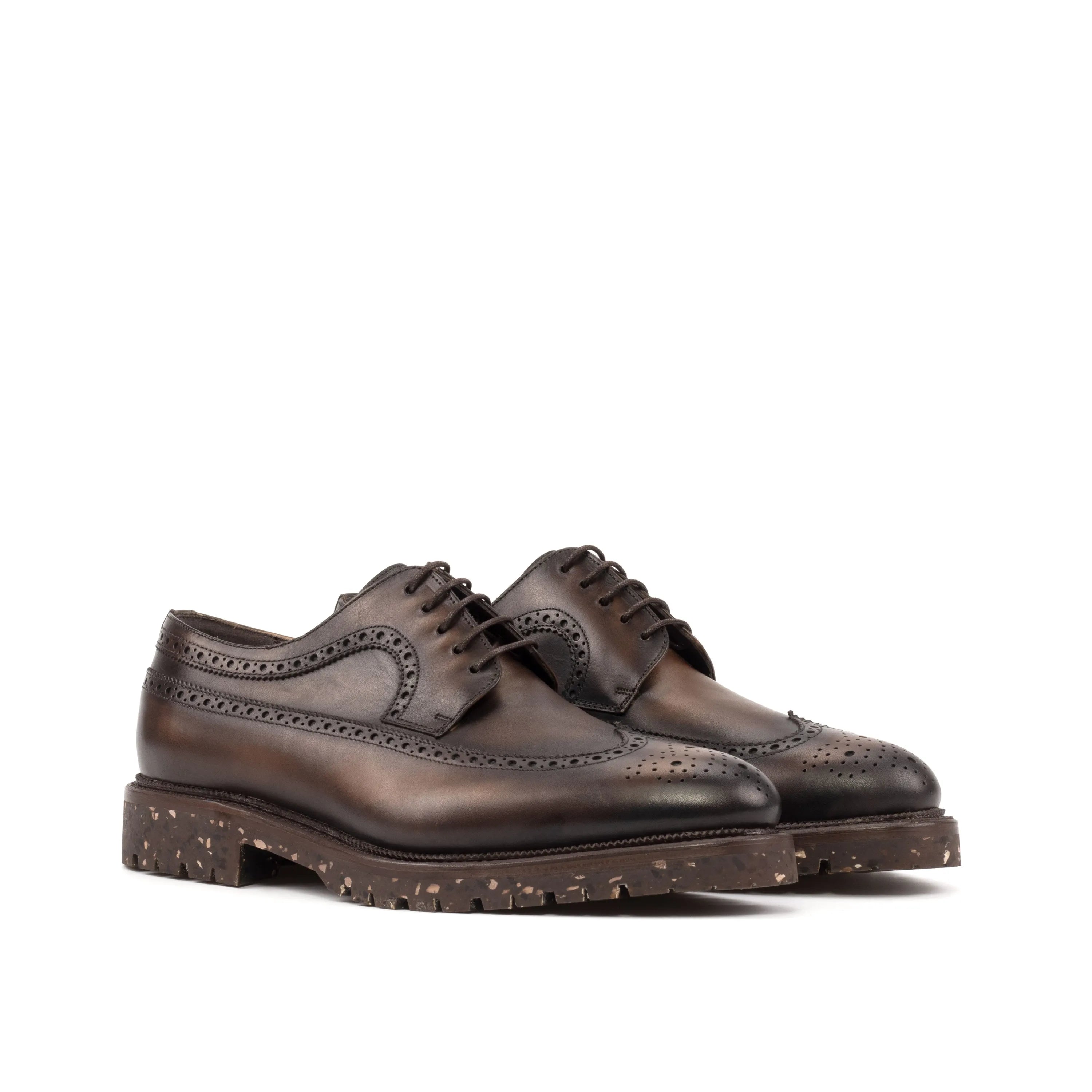 Vos Longwing Blucher brown leather wingtip shoes
