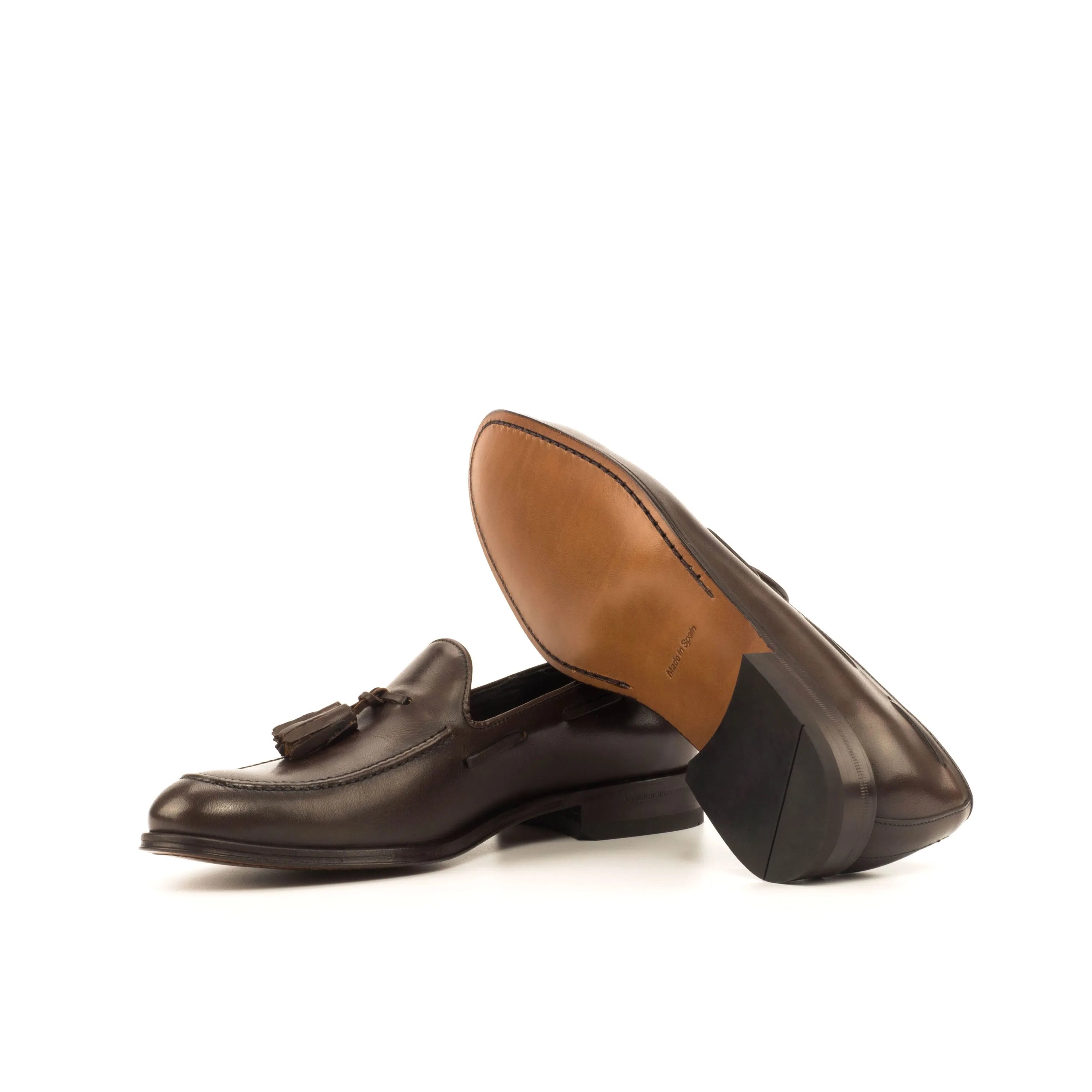 Dark brown Wachiwi loafers with leather tassels, luxury bespoke shoes for men