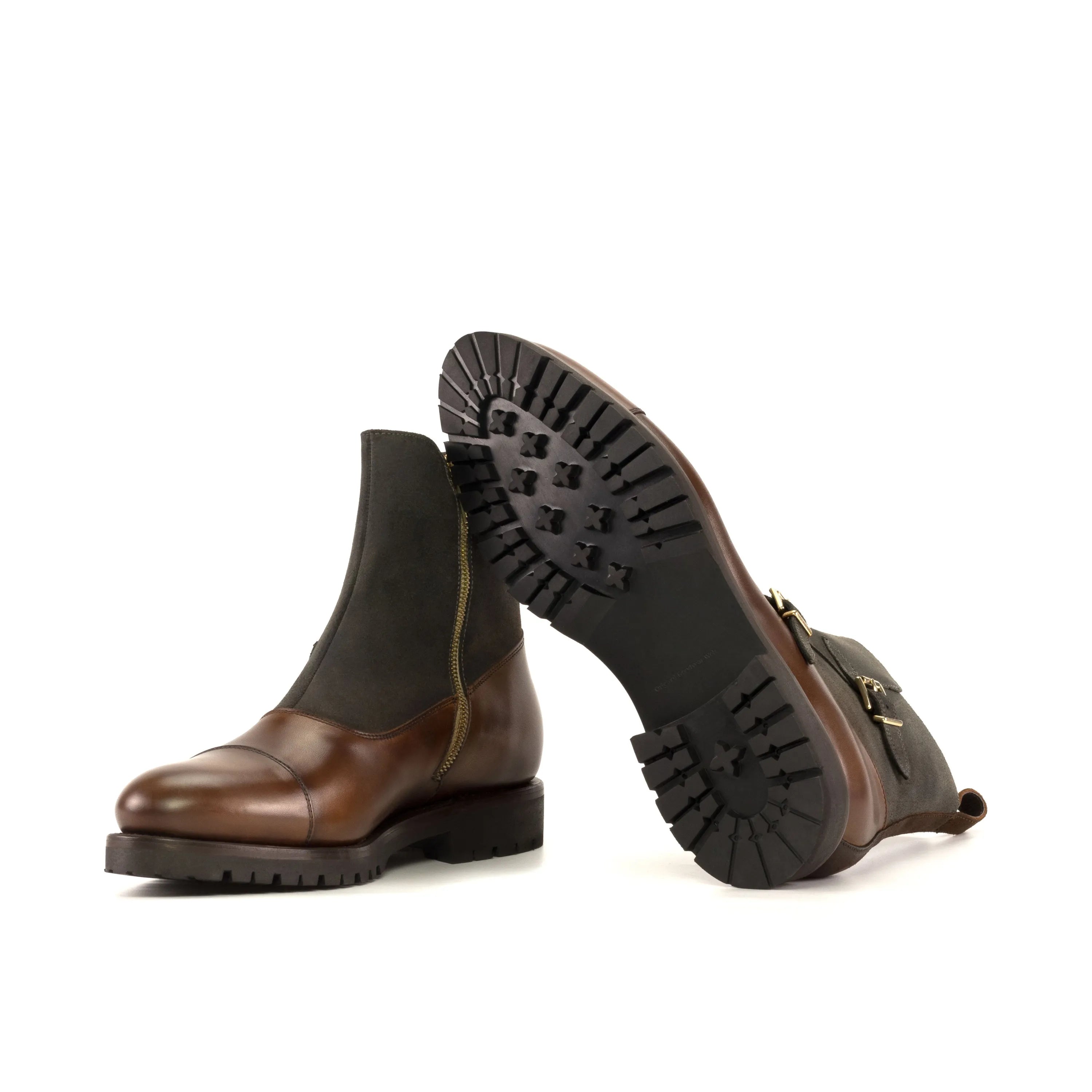 Walnik Octavian brown leather ankle boots back view