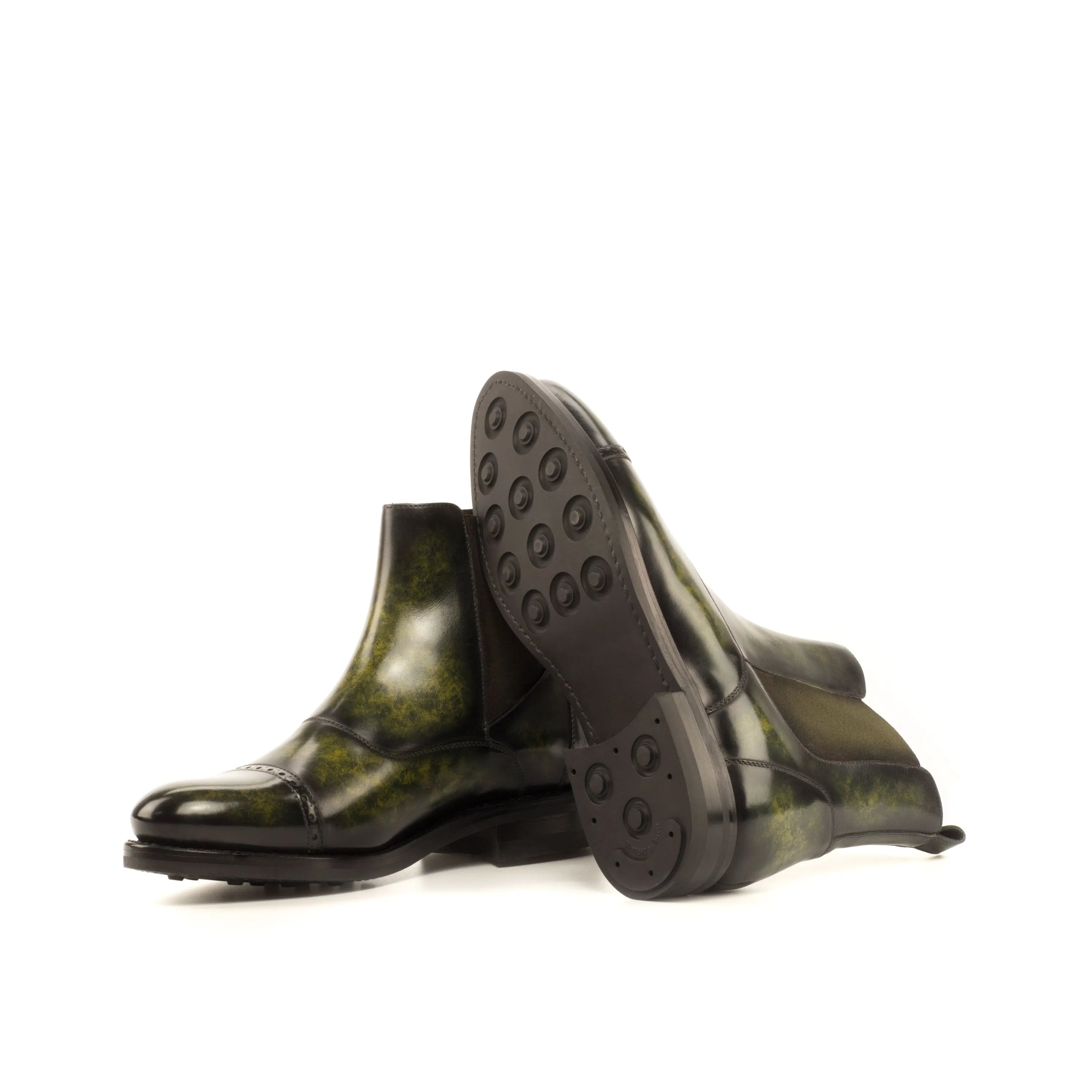 Wardon Patina Chelsea boots in green leather