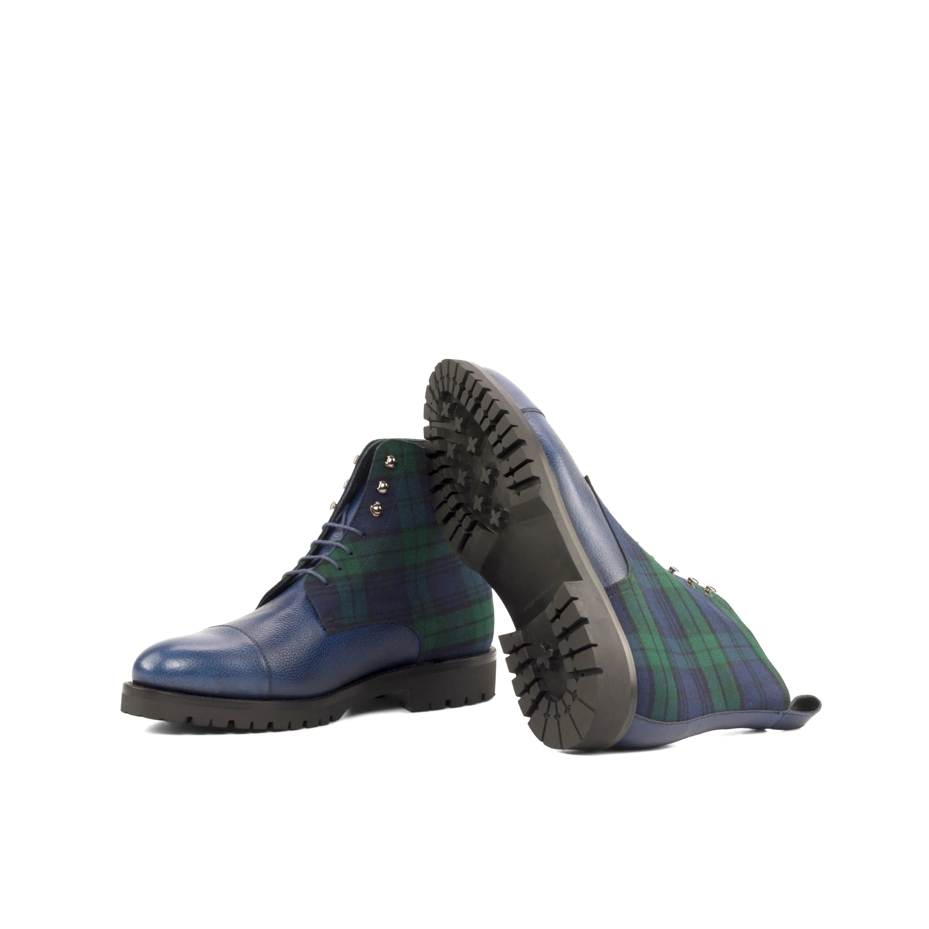 Blue and green plaid Willy Jumper Boots