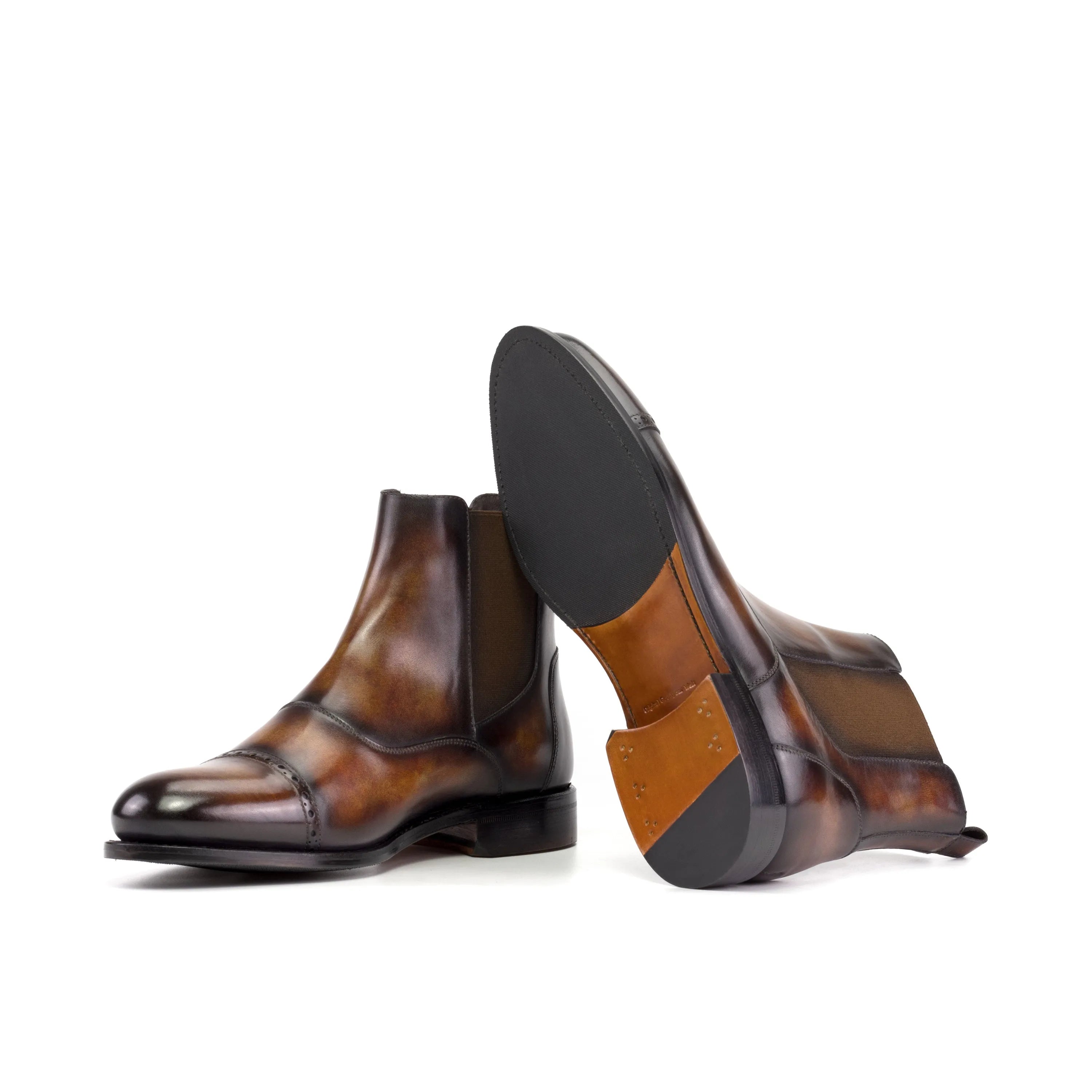 Willy Patina Chelsea II brown leather patina Chelsea boots rounded toe