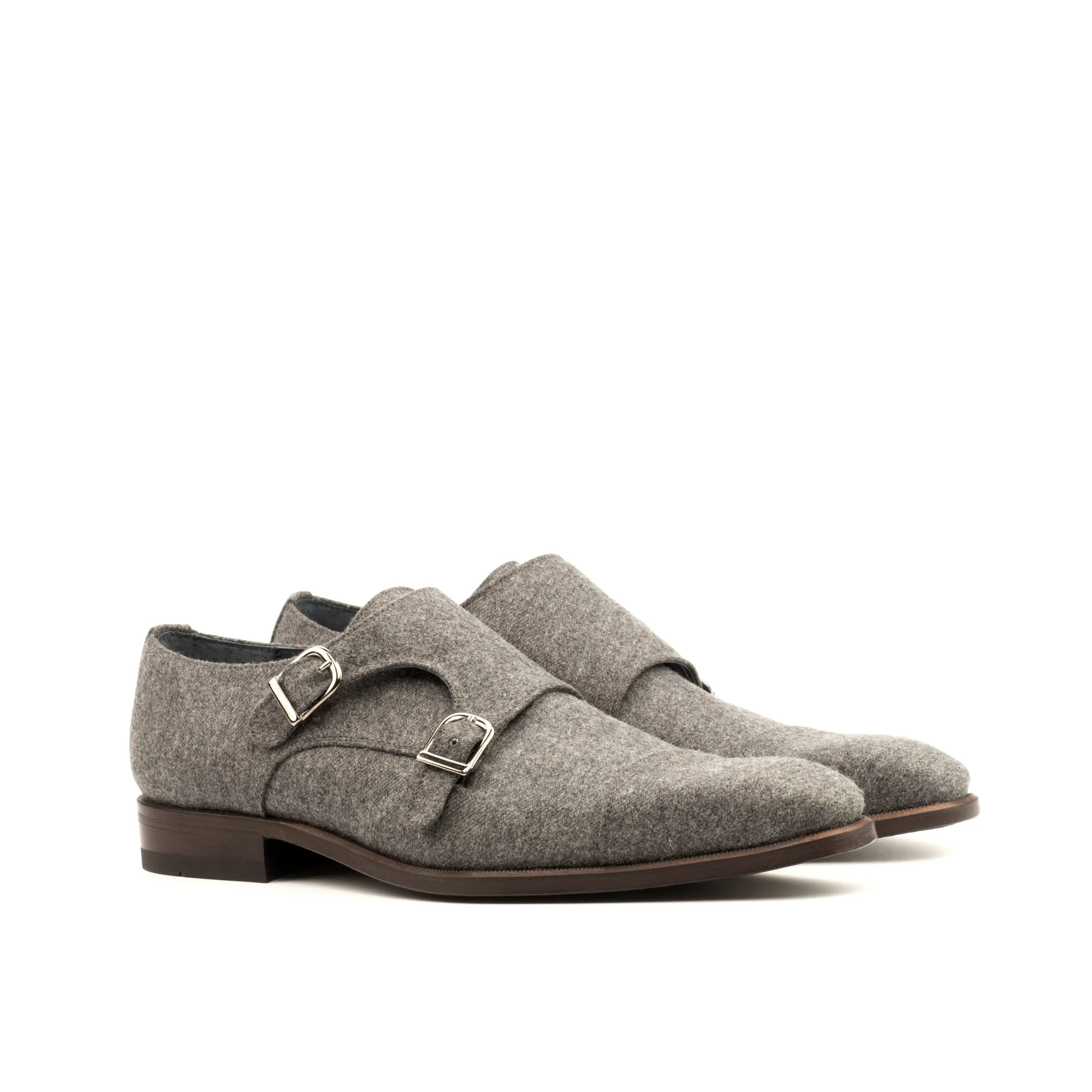 Wiyot double monk gray patina double monk strap shoes