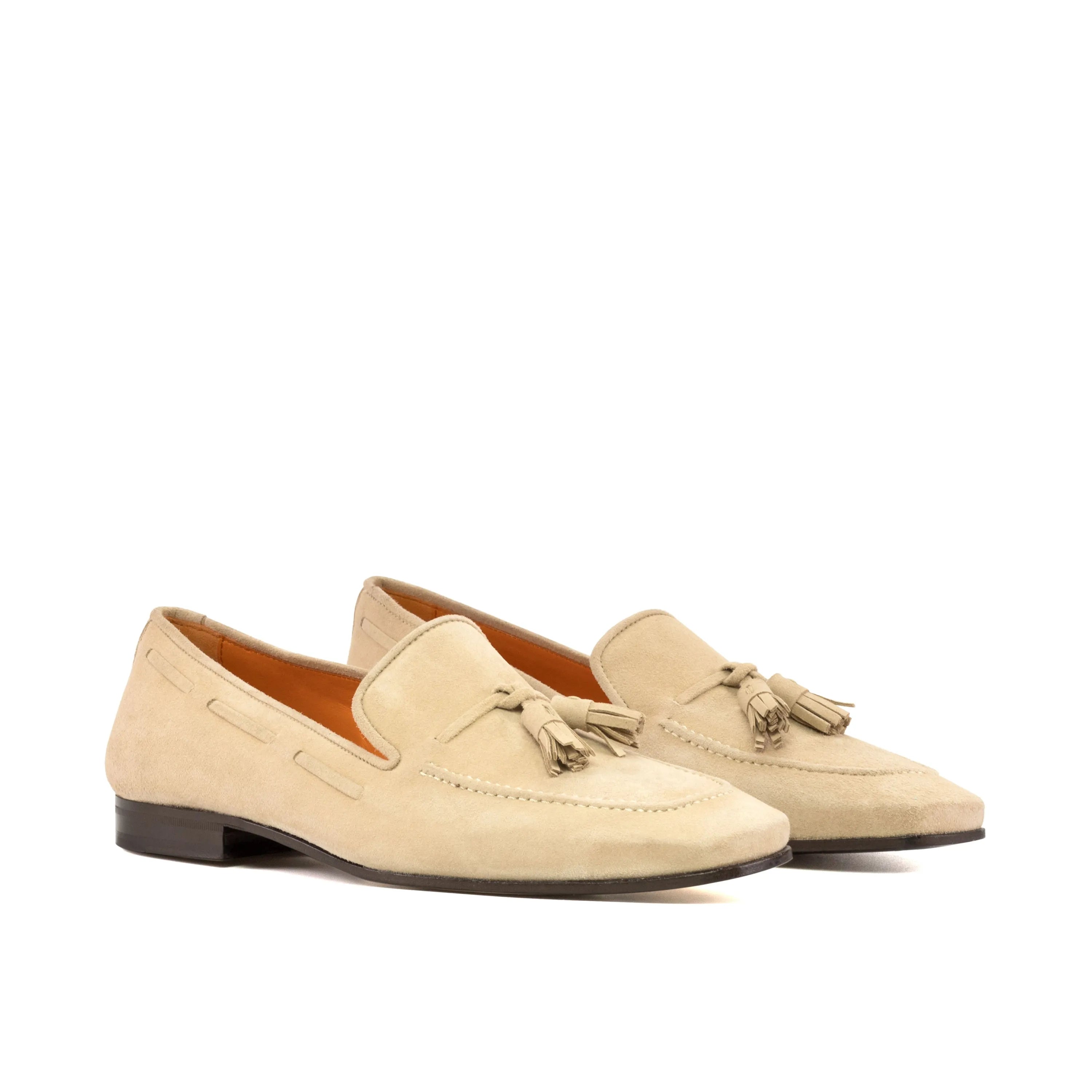 Xavier Drake slipon beige leather tassel loafers