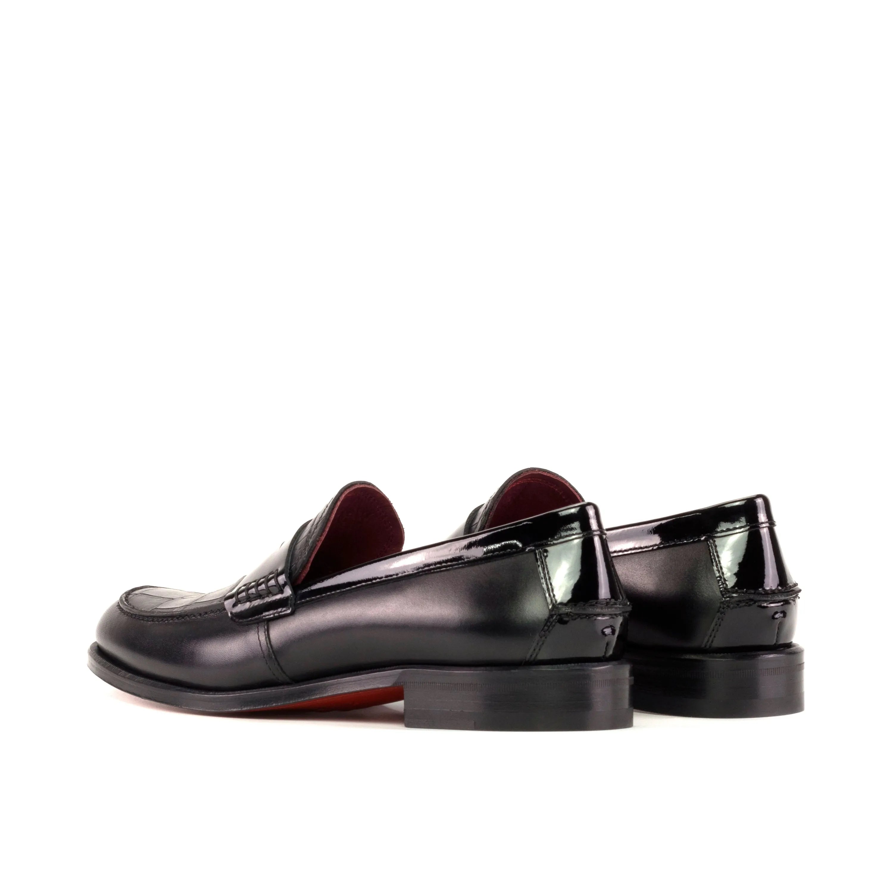 Shiny black leather unisex loafers XO unisex Loafers luxury bespoke shoes for men