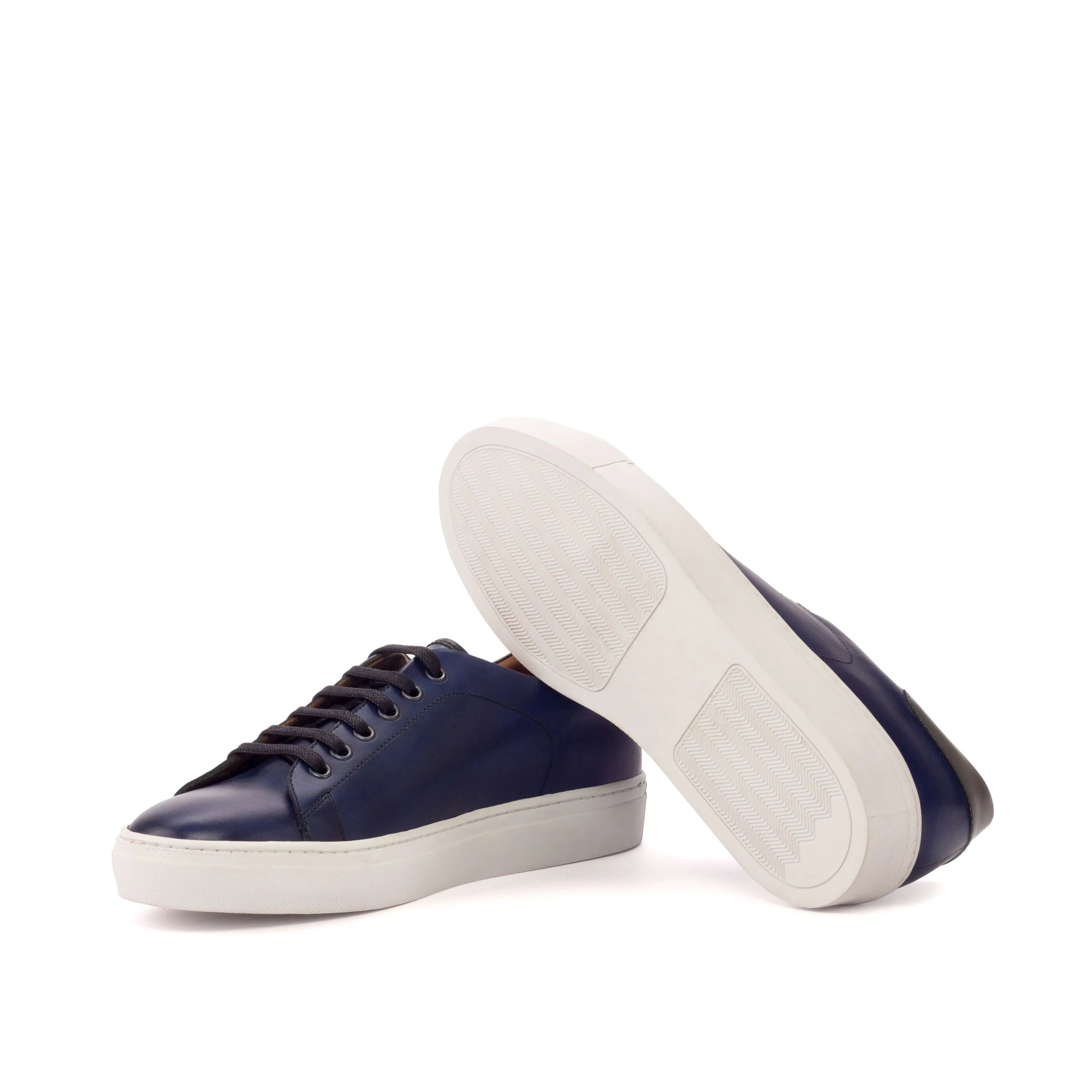 Pair of navy painted calf Zeloo Trainer Sneakers