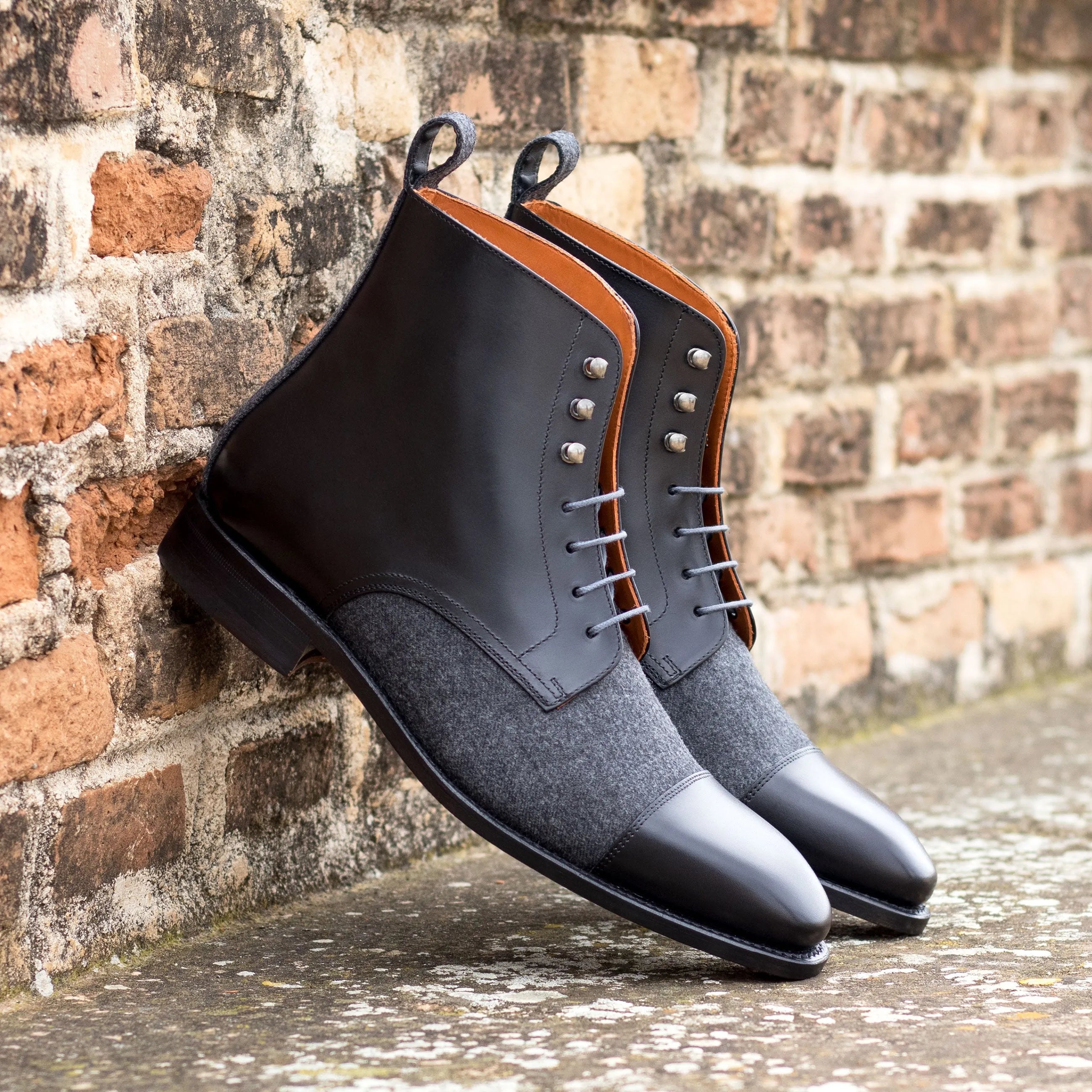 Zenobia jumper boots in two-tone leather and wool